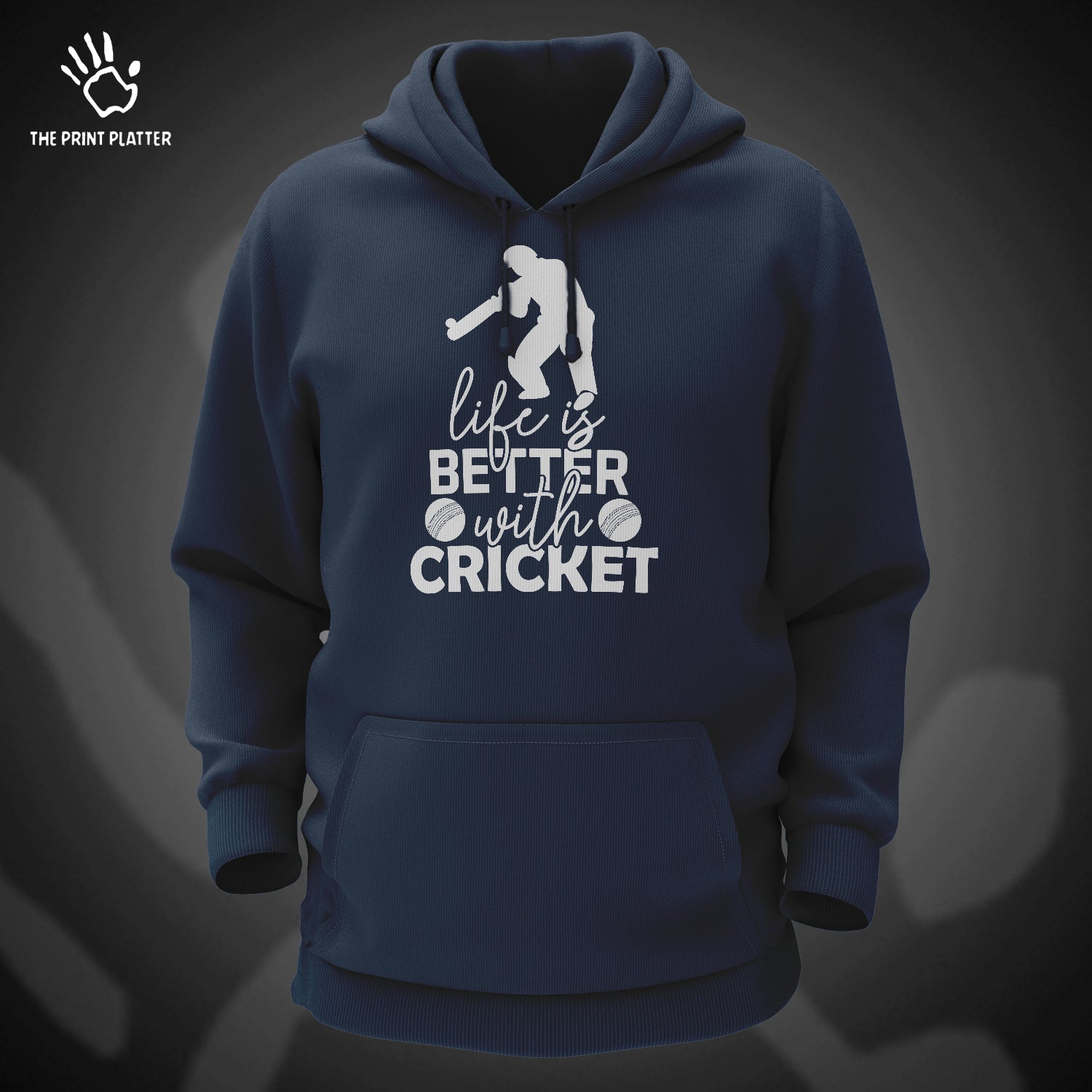 Life is better with Cricket Cotton Bio Wash 330gsm Sweatshirt with Hood for Winter | H-R159