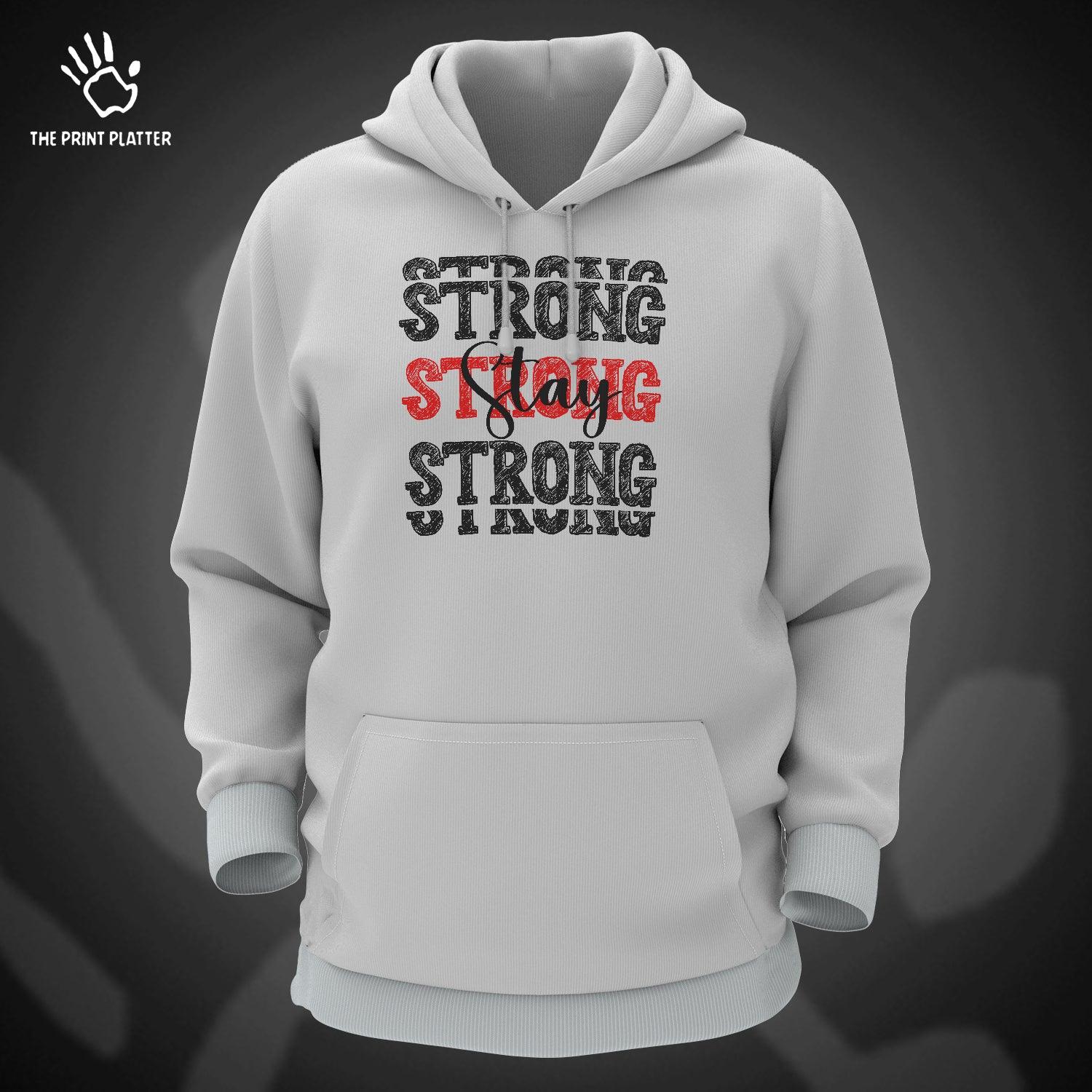 Stay Strong Cotton Bio Wash 330gsm Sweatshirt with Hood for Winter | H-R178