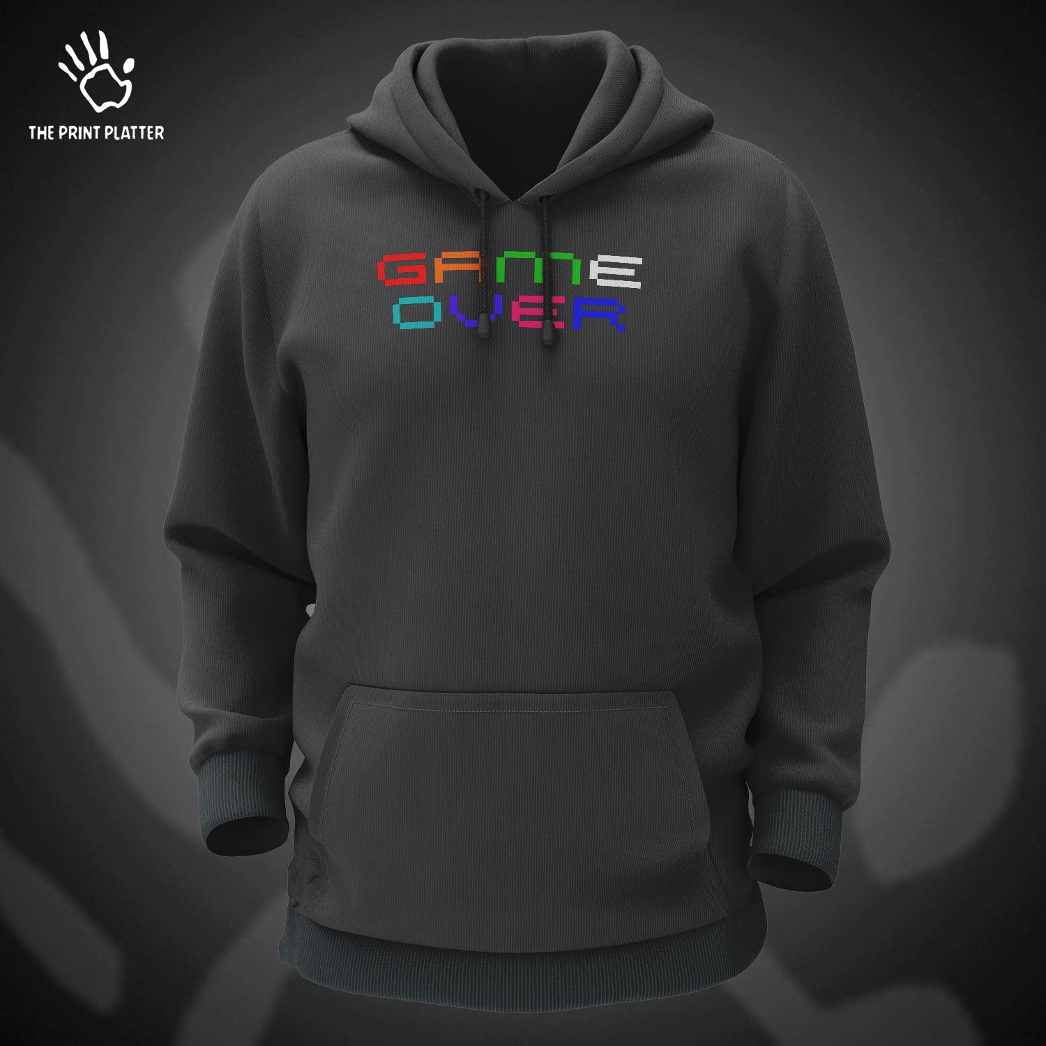 Game Over Cotton Bio Wash 330gsm Sweatshirt with Hood for Winter | H-R183