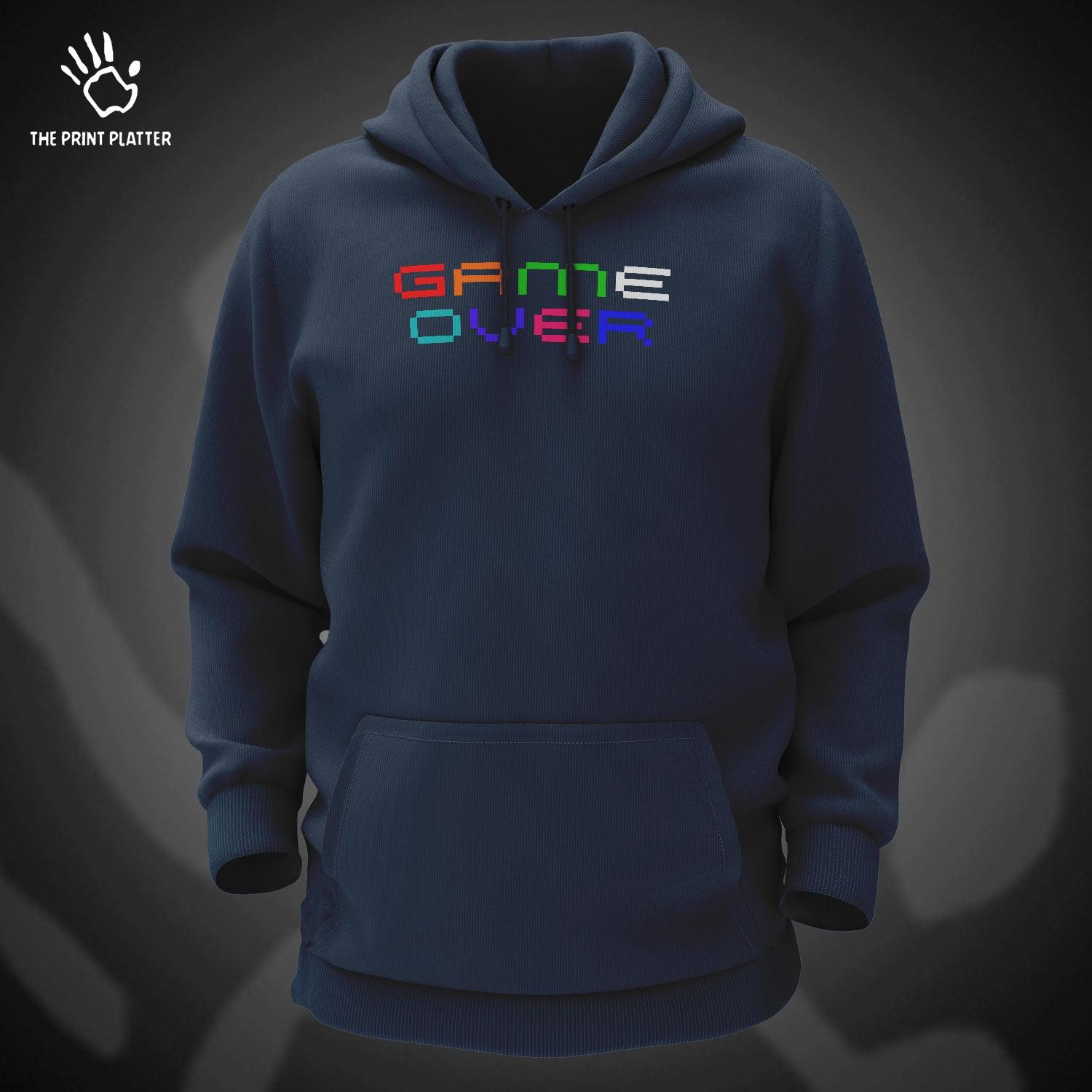 Game Over Cotton Bio Wash 330gsm Sweatshirt with Hood for Winter | H-R183