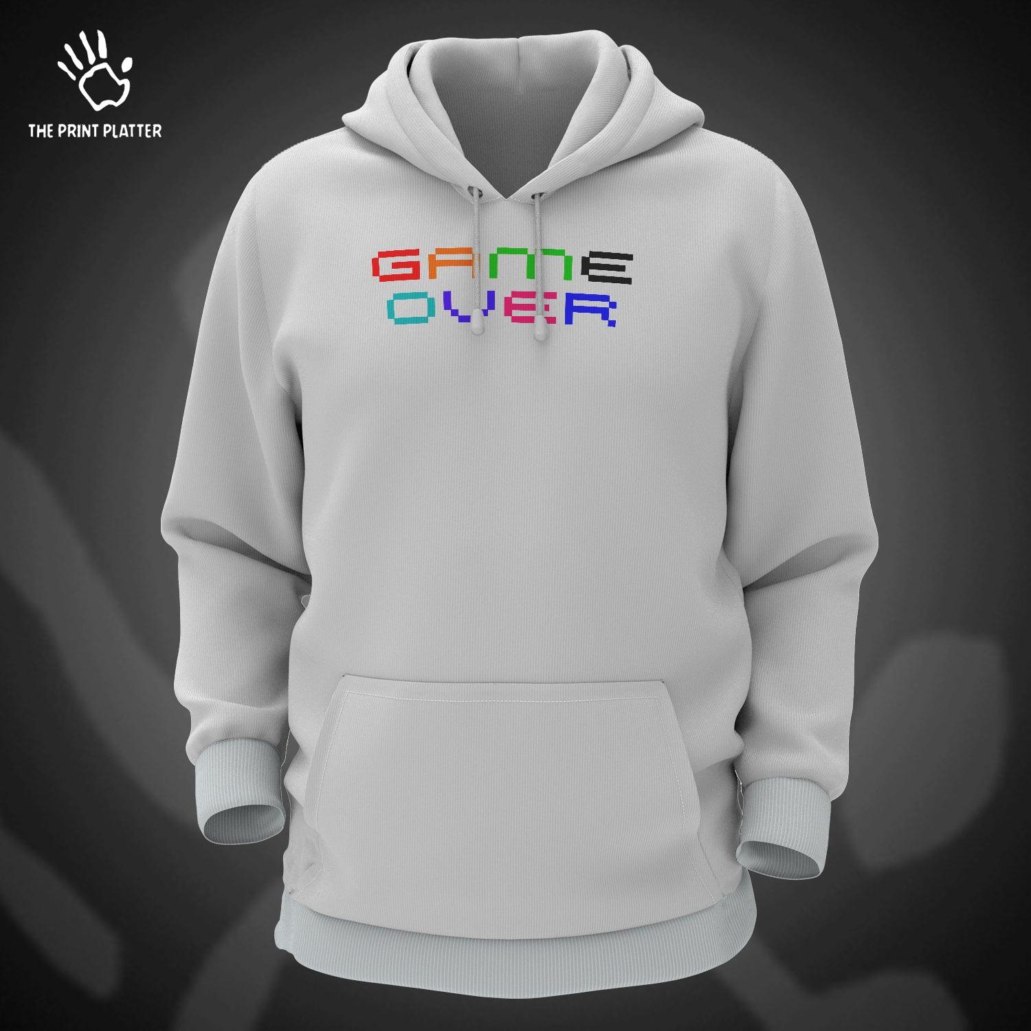 Game Over Cotton Bio Wash 330gsm Sweatshirt with Hood for Winter | H-R183