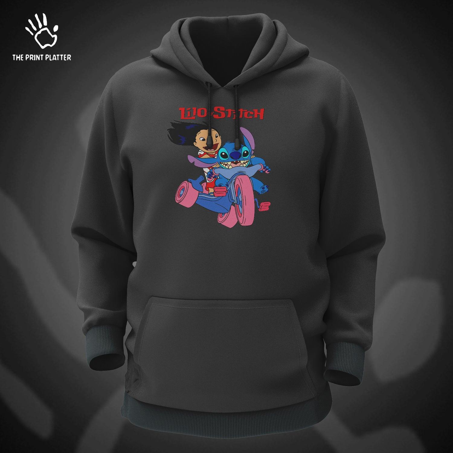 Lilo & Stitch Cotton Bio Wash 330gsm Sweatshirt with Hood for Winter | H-R197