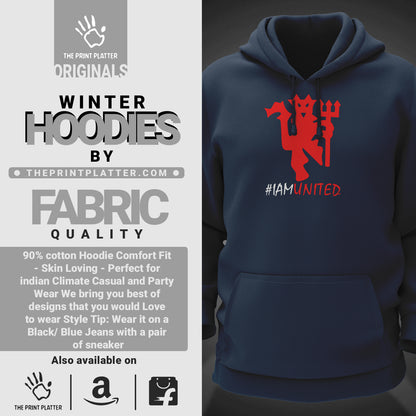 # I AM United Cotton Bio Wash 330gsm Sweatshirt with Hood for Winter | H-R212