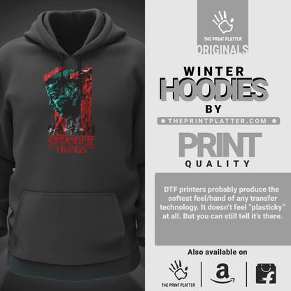 11 Stranger Things Cotton Bio Wash 330gsm Sweatshirt with Hood for Winter | H-R274