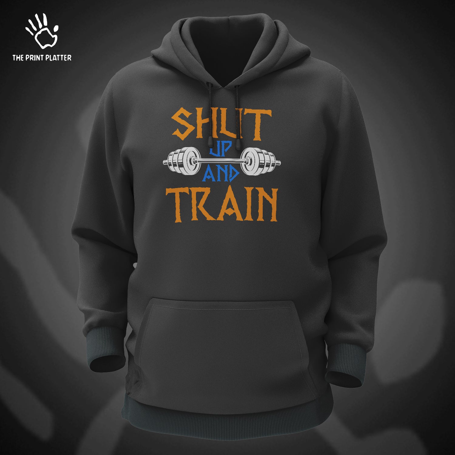 Shut Up And Train Cotton Bio Wash 330gsm Sweatshirt with Hood for Winter | H-R29