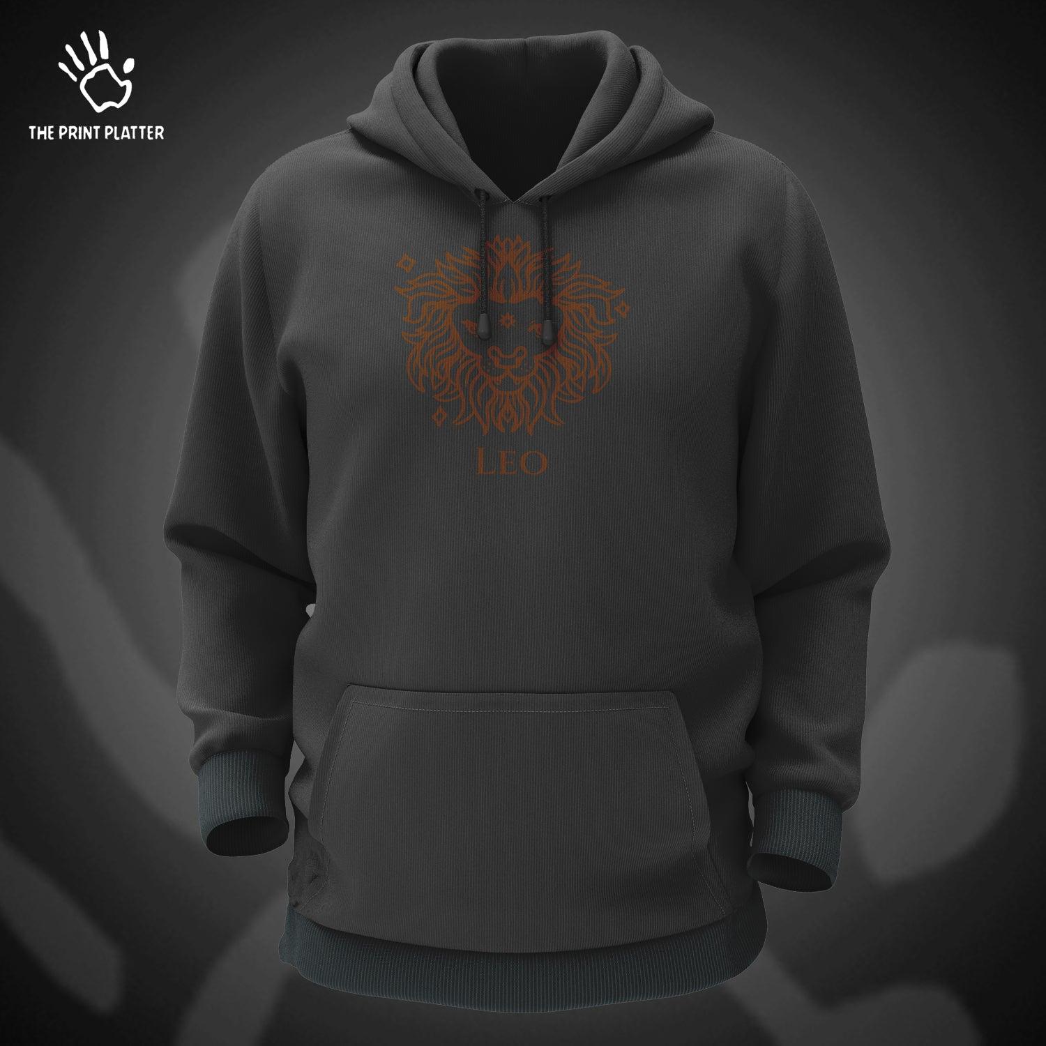 Leo - Zodiac Cotton Bio Wash 330gsm Sweatshirt with Hood for Winter | H-R307