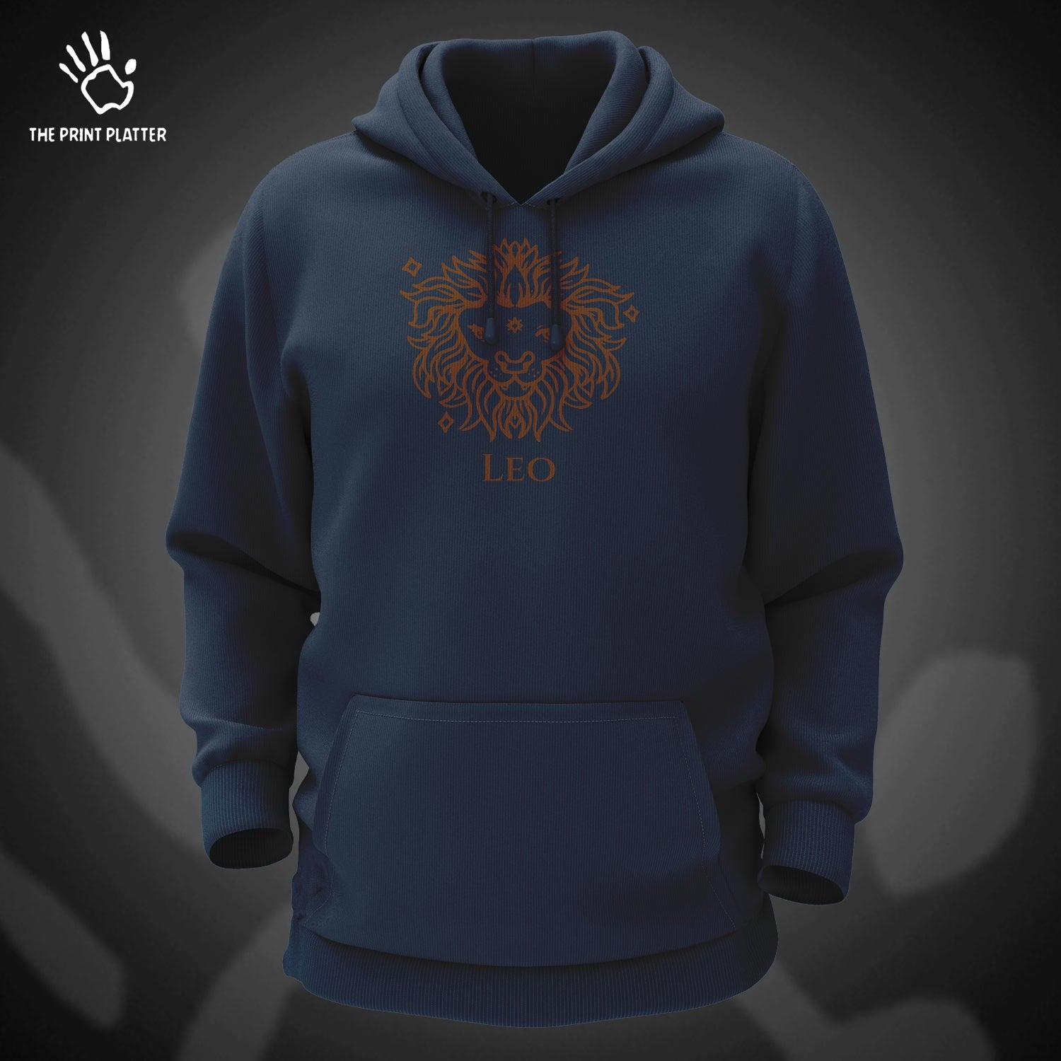 Leo - Zodiac Cotton Bio Wash 330gsm Sweatshirt with Hood for Winter | H-R307