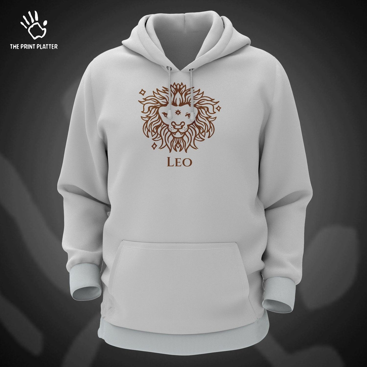 Leo - Zodiac Cotton Bio Wash 330gsm Sweatshirt with Hood for Winter | H-R307