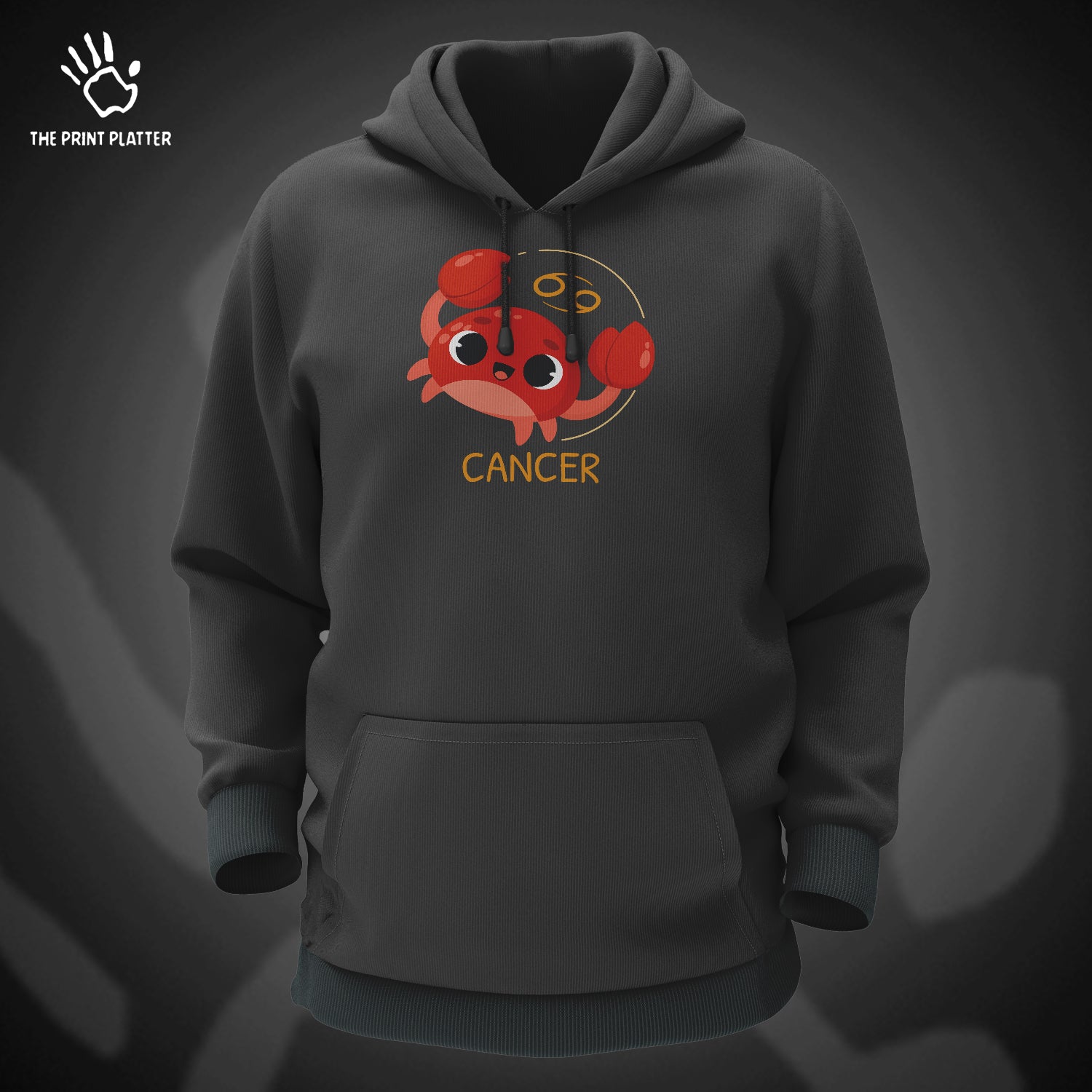 Cancer - Zodiac Cotton Bio Wash 330gsm Sweatshirt with Hood for Winter | H-R316