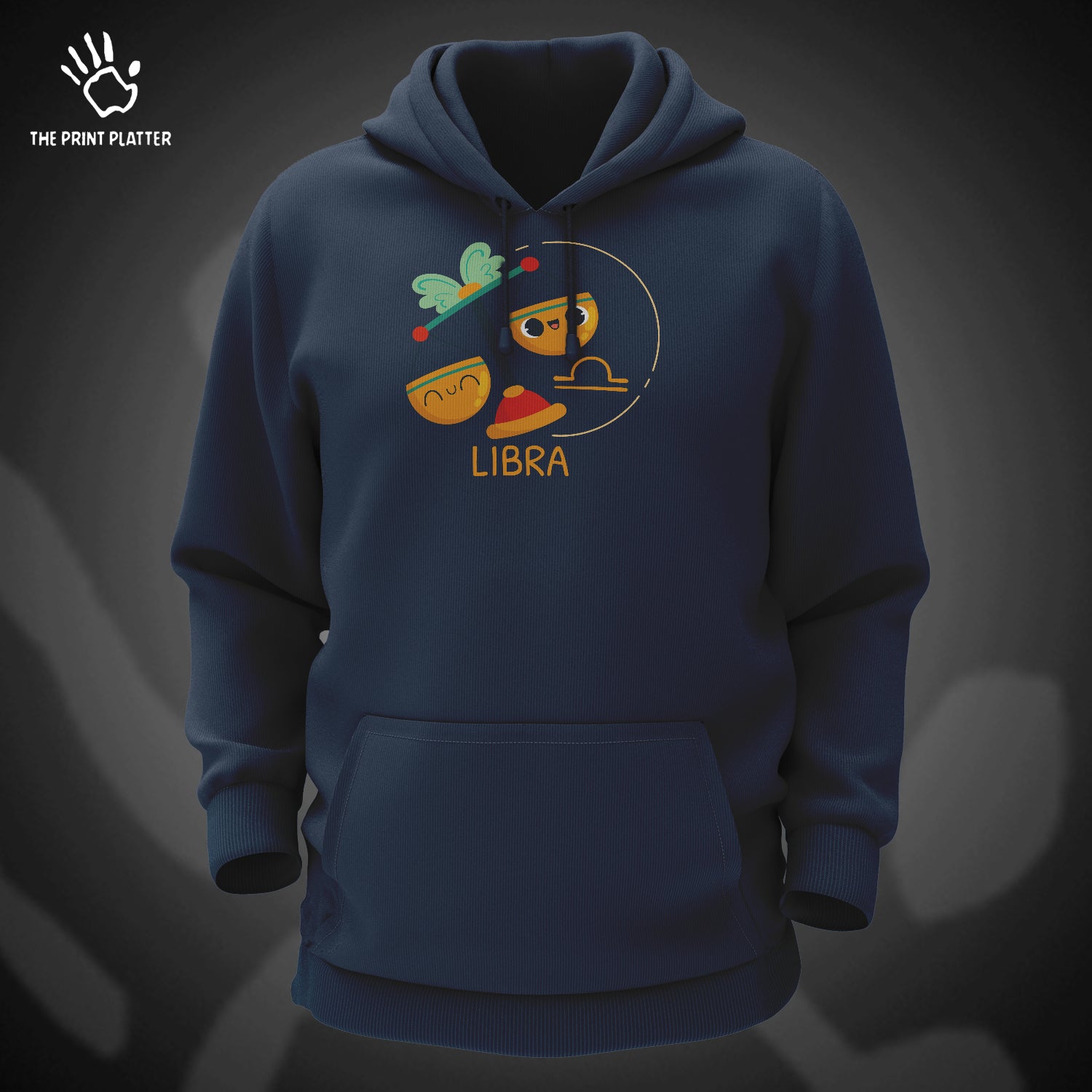 Libra - Zodiac Cotton Bio Wash 330gsm Sweatshirt with Hood for Winter | H-R320