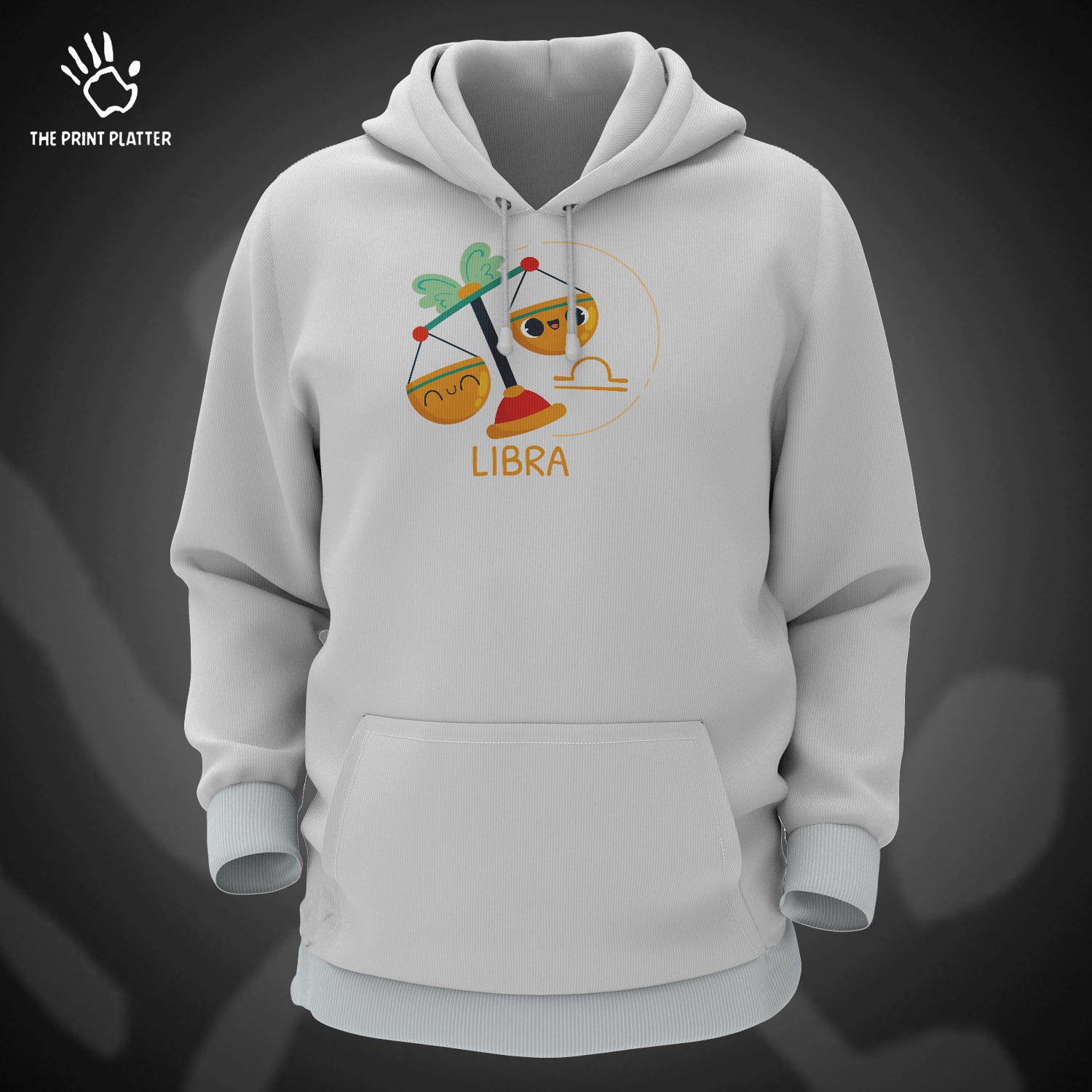 Libra - Zodiac Cotton Bio Wash 330gsm Sweatshirt with Hood for Winter | H-R320