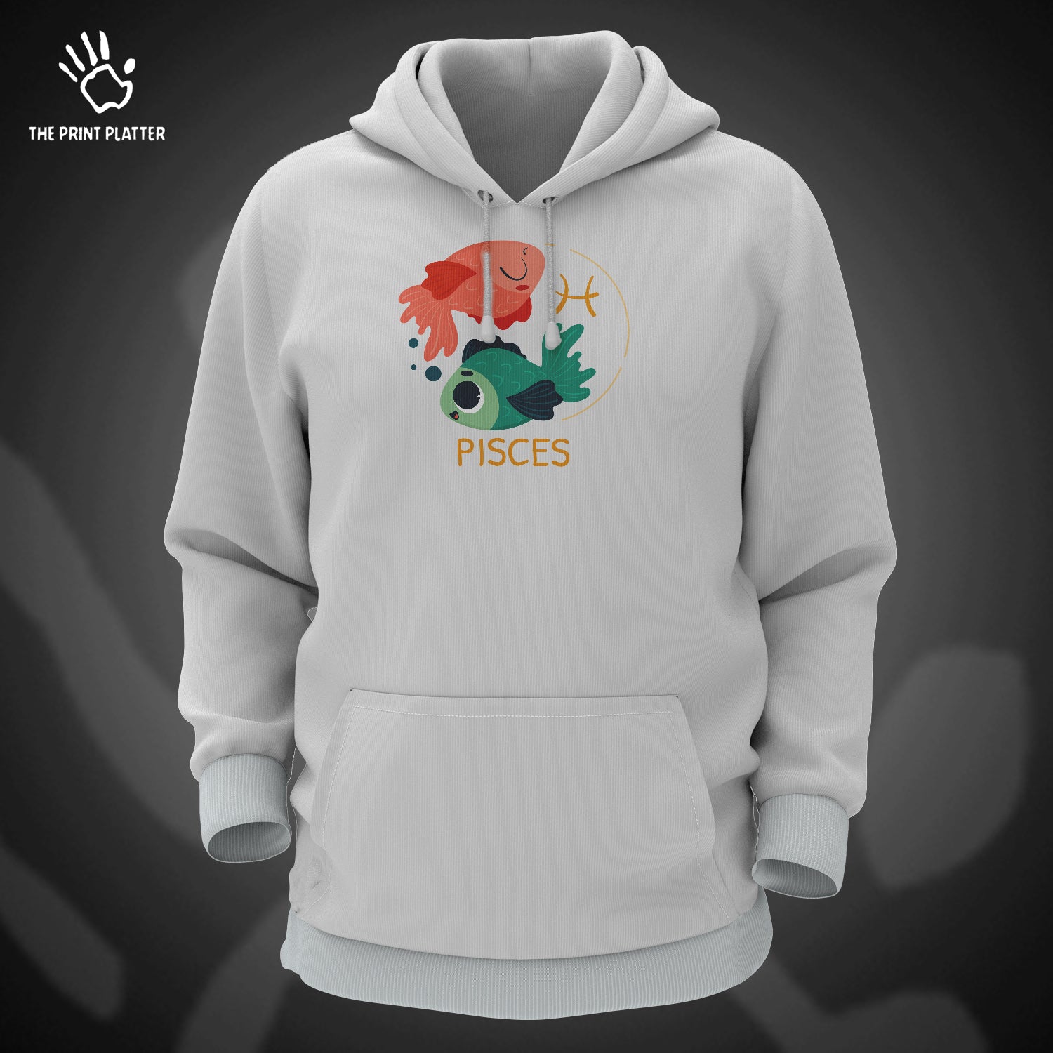 Pisces - Zodiac Cotton Bio Wash 330gsm Sweatshirt with Hood for Winter | H-R321