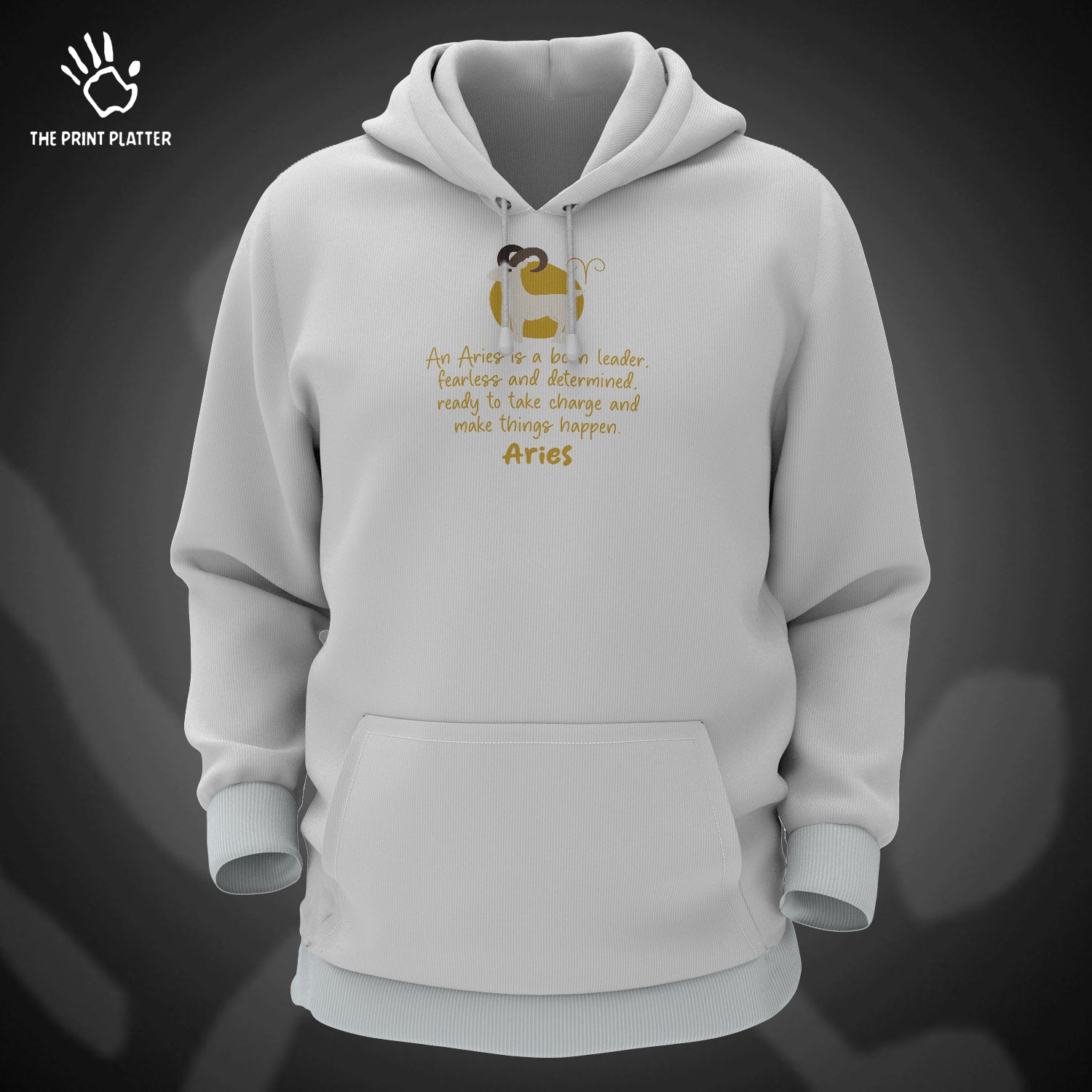 Aries - Zodiac Cotton Bio Wash 330gsm Sweatshirt with Hood for Winter | H-R327