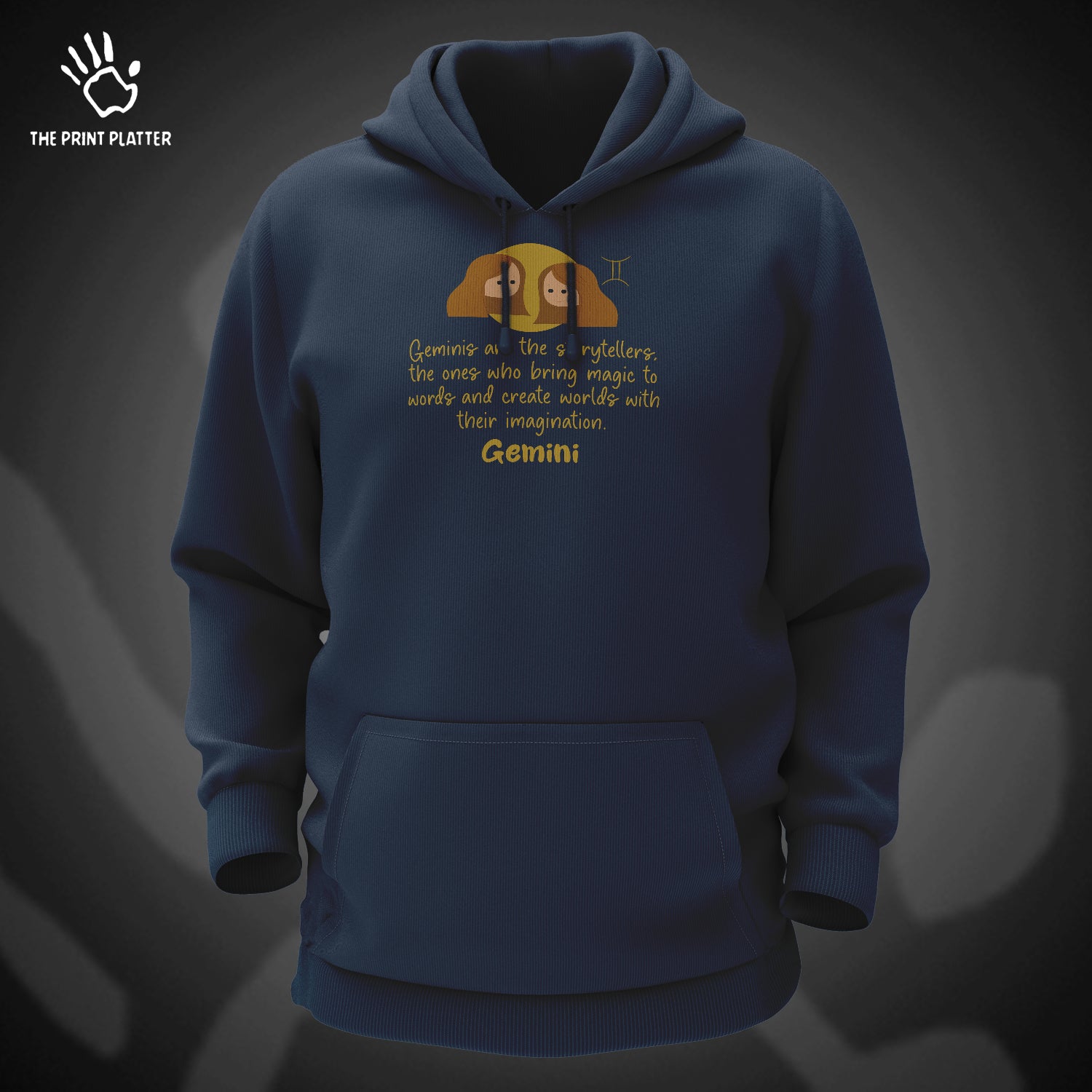 Gemini - Zodiac Cotton Bio Wash 330gsm Sweatshirt with Hood for Winter | H-R330