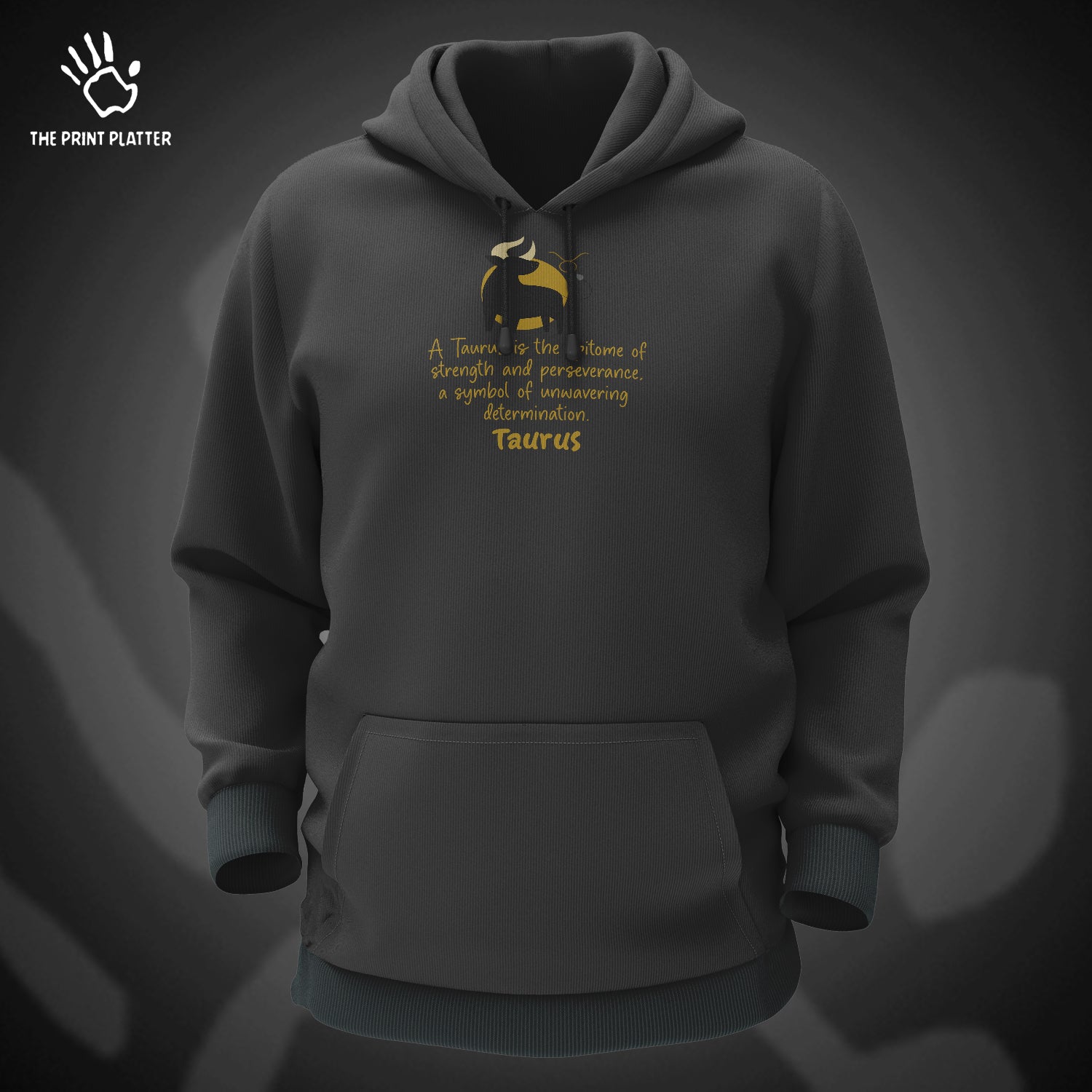 Taurus - Zodiac Cotton Bio Wash 330gsm Sweatshirt with Hood for Winter | H-R336