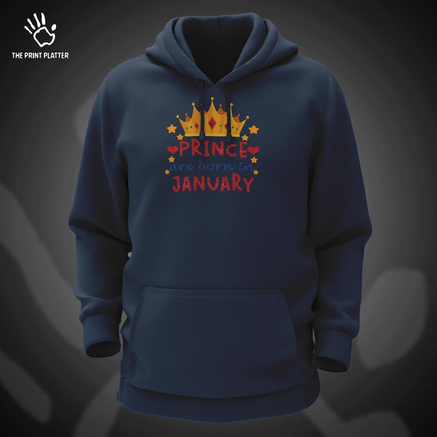 Prince Are Born In January Cotton Bio Wash 330gsm Sweatshirt with Hood for Winter | H-R362