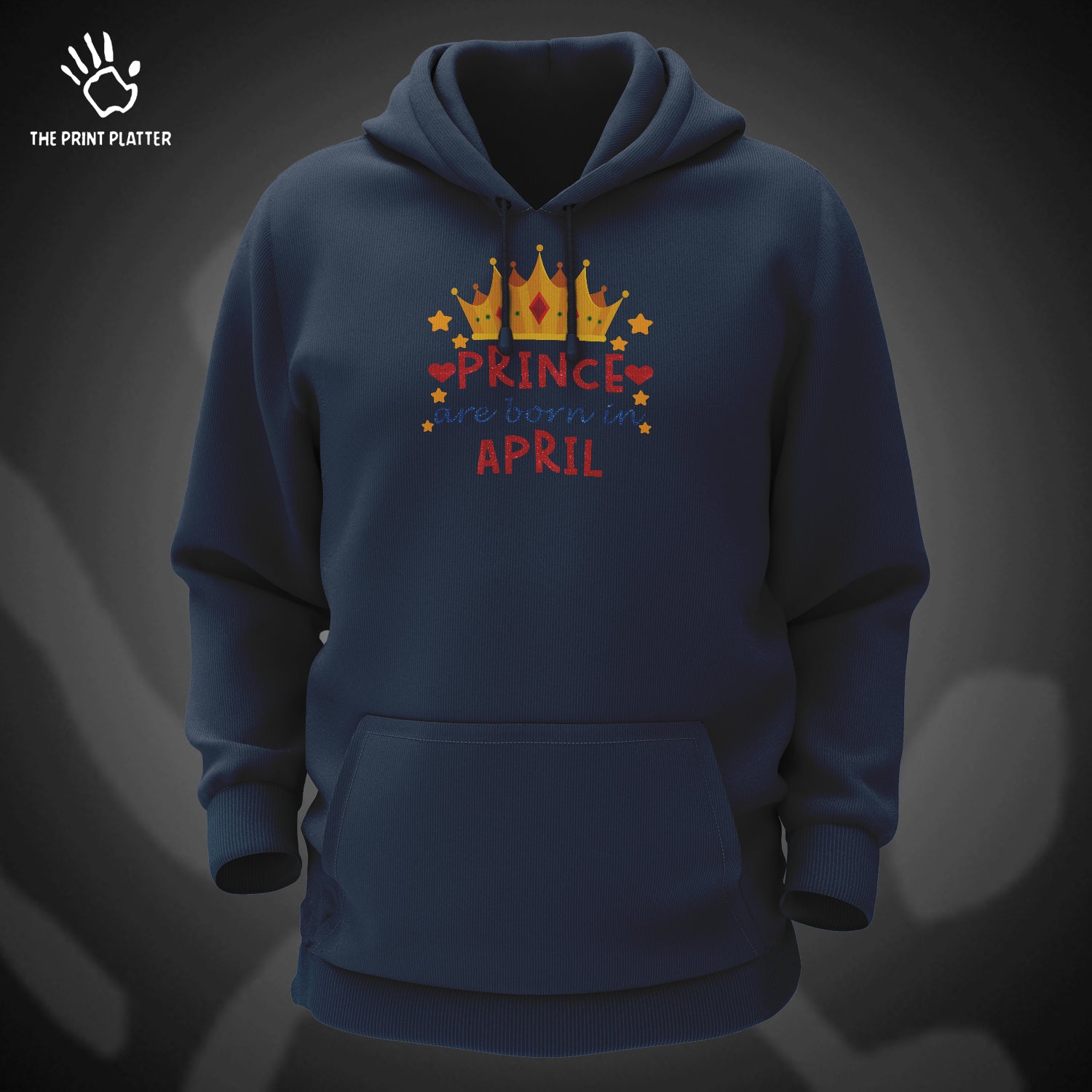 Prince Are Born In April Cotton Bio Wash 330gsm Sweatshirt with Hood for Winter | H-R365