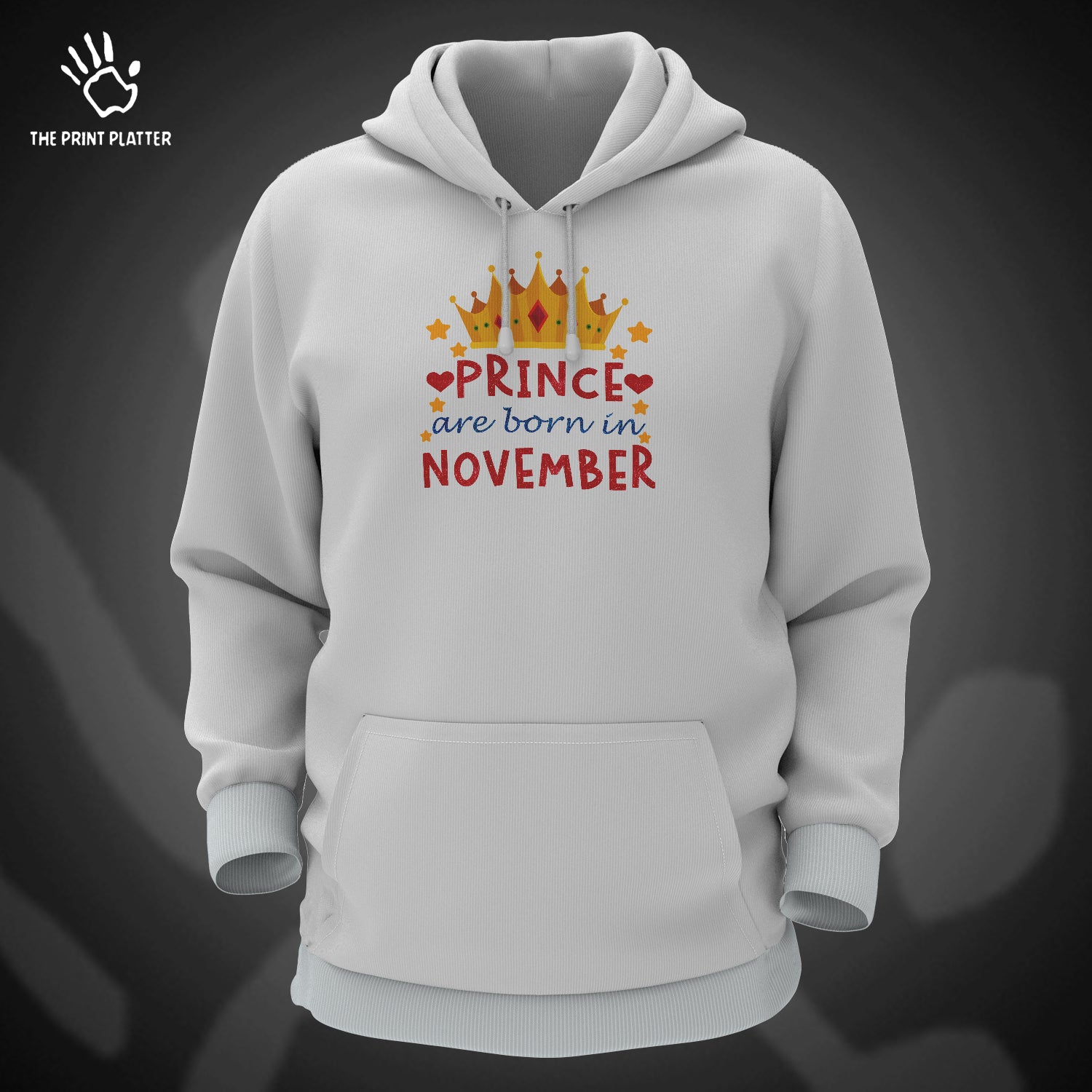 Prince Are Born In November Cotton Bio Wash 330gsm Sweatshirt with Hood for Winter | H-R372