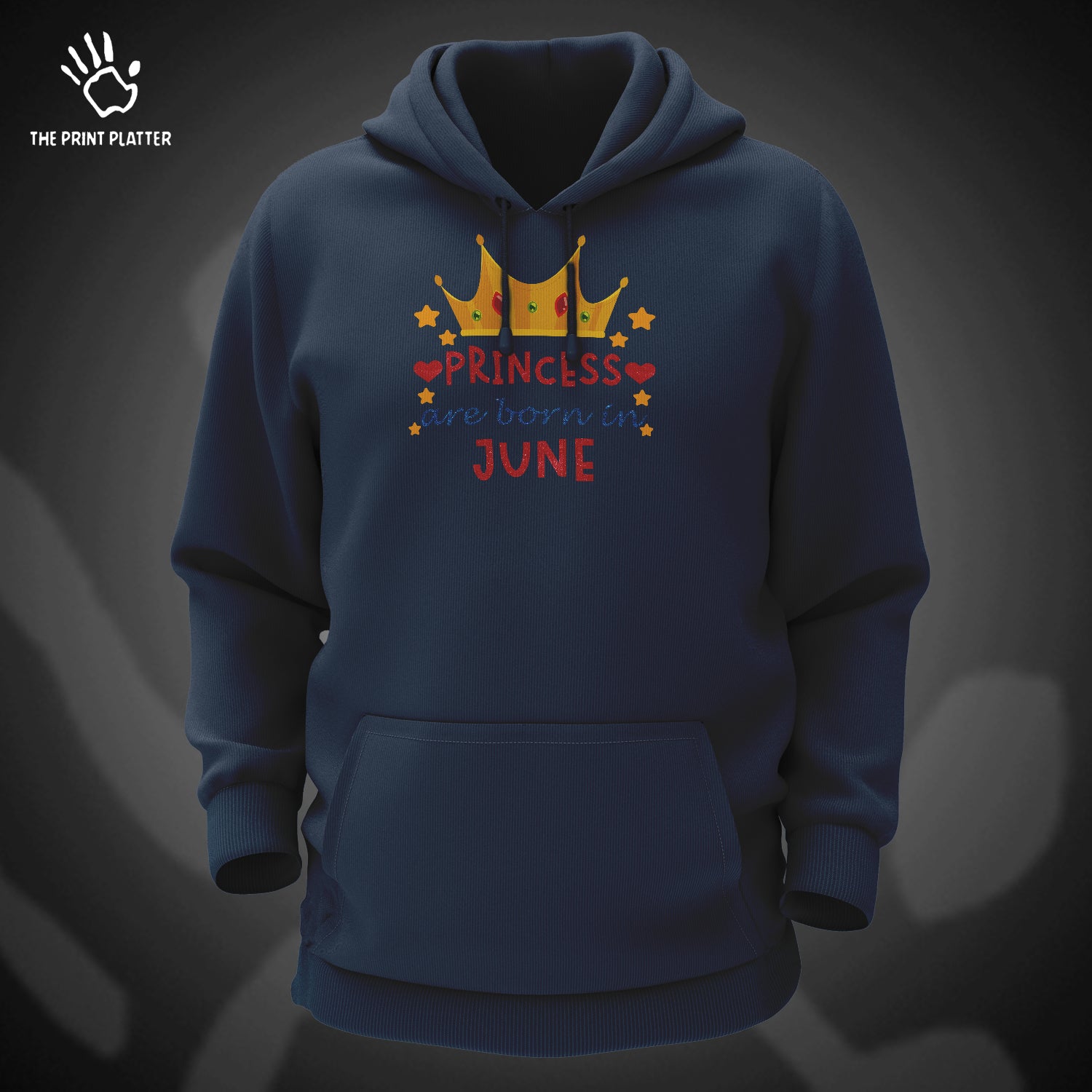 Princess  Are Born In June Cotton Bio Wash 330gsm Sweatshirt with Hood for Winter | H-R379