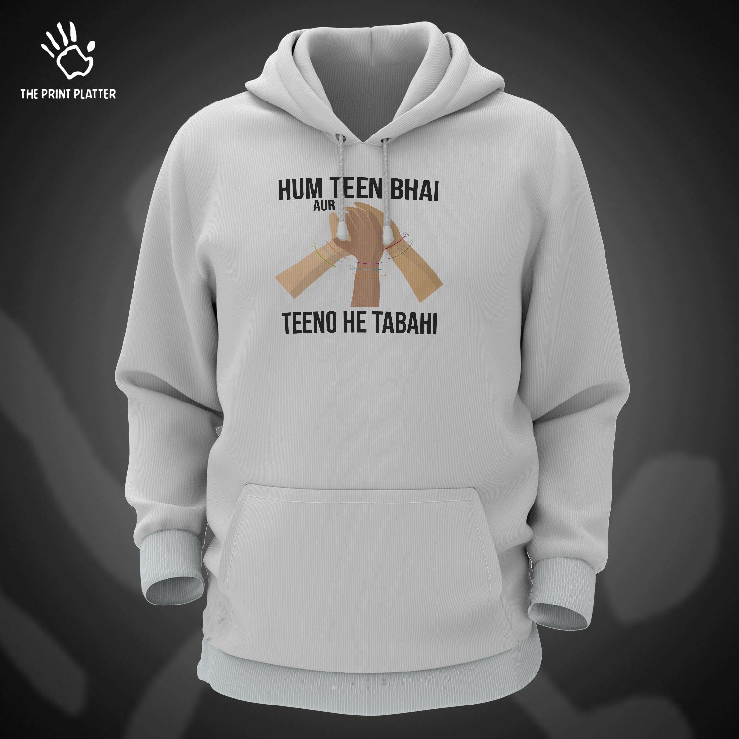 Hum Teen Bhai Aur Teeno He Tabahi Cotton Bio Wash 330gsm Sweatshirt with Hood for Winter | H-R409