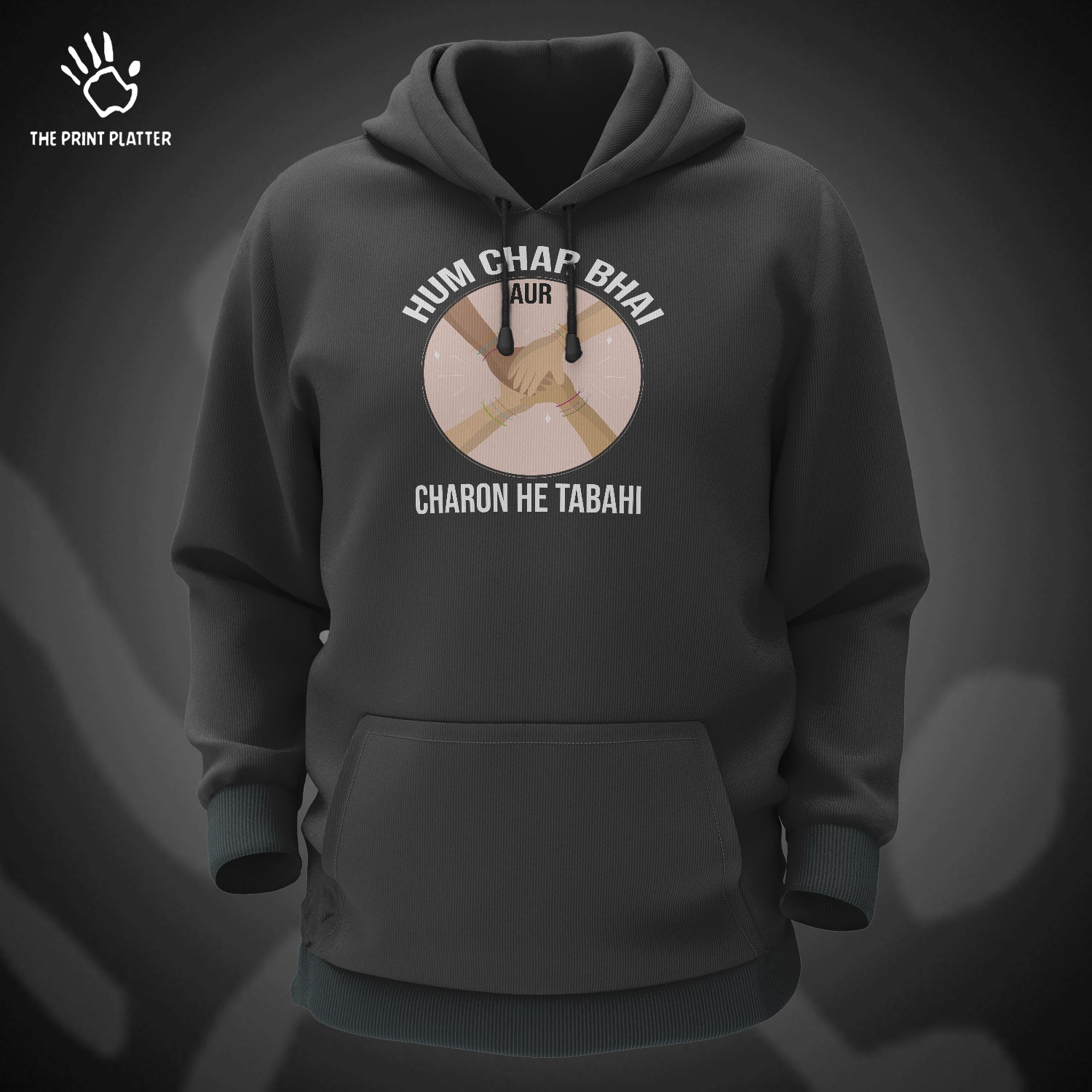 Hum Char Bhai Aur Charon He Tabahi Cotton Bio Wash 330gsm Sweatshirt with Hood for Winter | H-R410