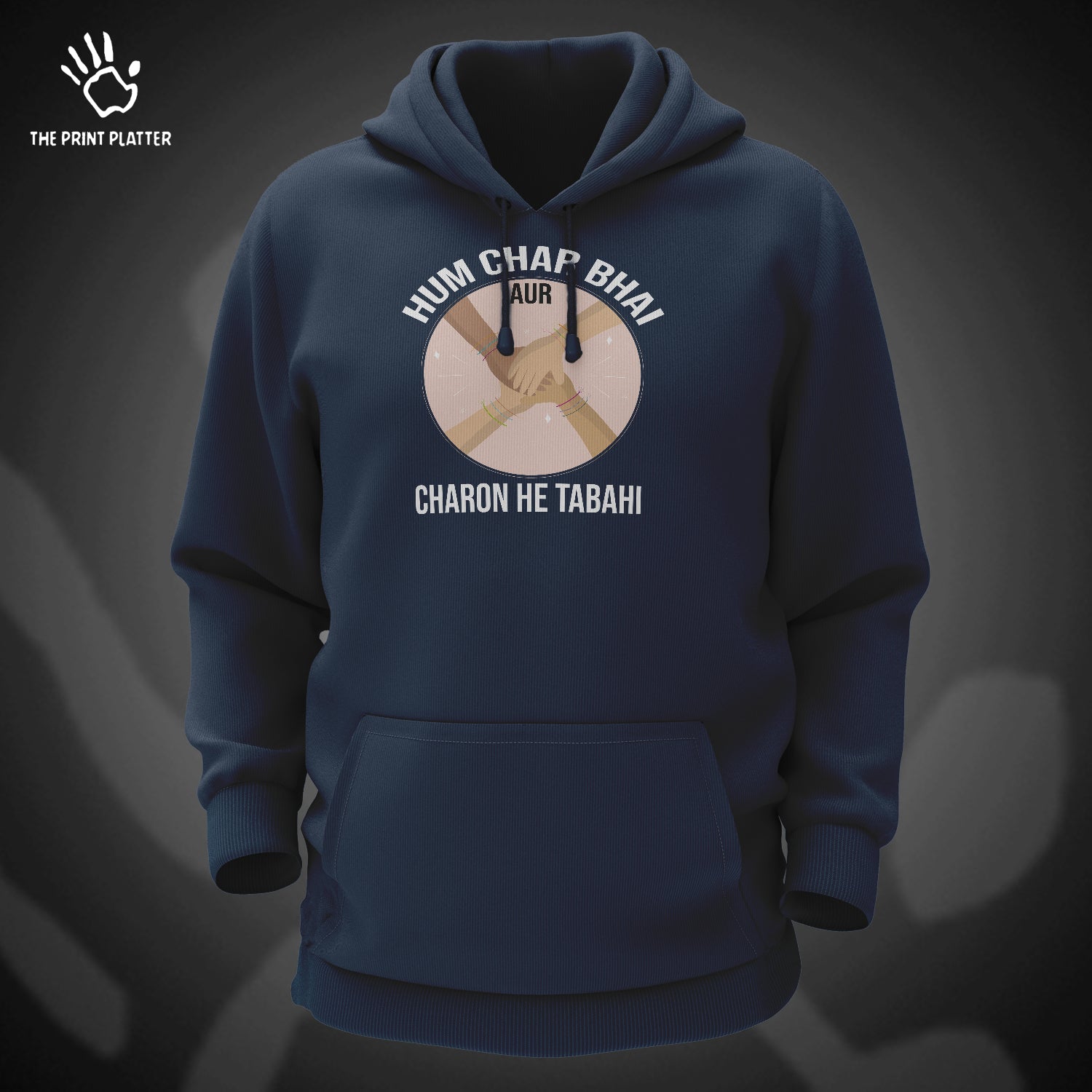 Hum Char Bhai Aur Charon He Tabahi Cotton Bio Wash 330gsm Sweatshirt with Hood for Winter | H-R410