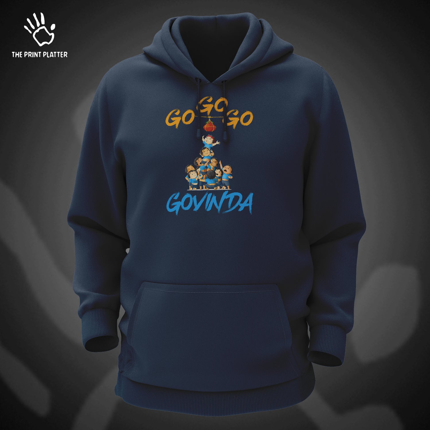 Go Go Go Govinda Cotton Bio Wash 330gsm Sweatshirt with Hood for Winter | H-R419