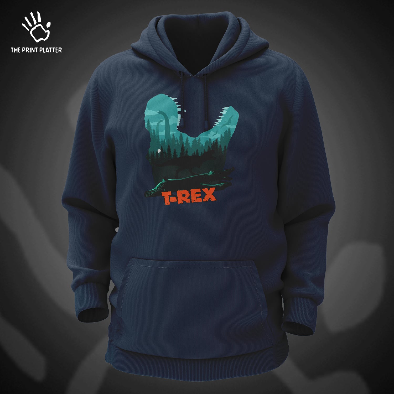 T-REX Jurassic Park Cotton Bio Wash 330gsm Sweatshirt with Hood for Winter | H-R55