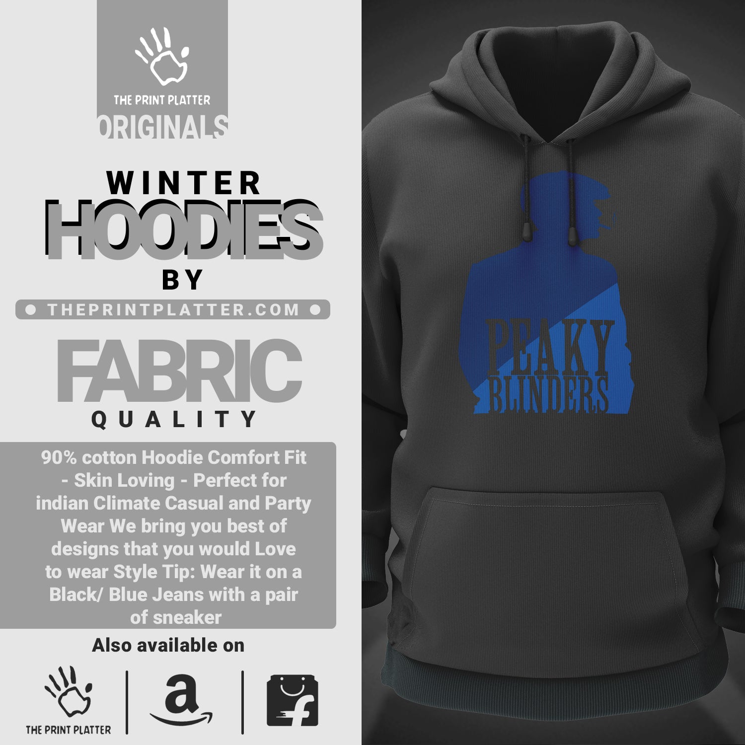 Peaky Blinders Cotton Bio Wash 330gsm Sweatshirt with Hood for Winter | H-R86