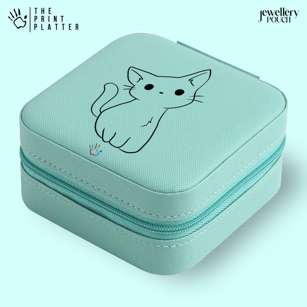 CuteCat Jewellery Organiser PU Leather Zipper Portable Box Case |JB-112