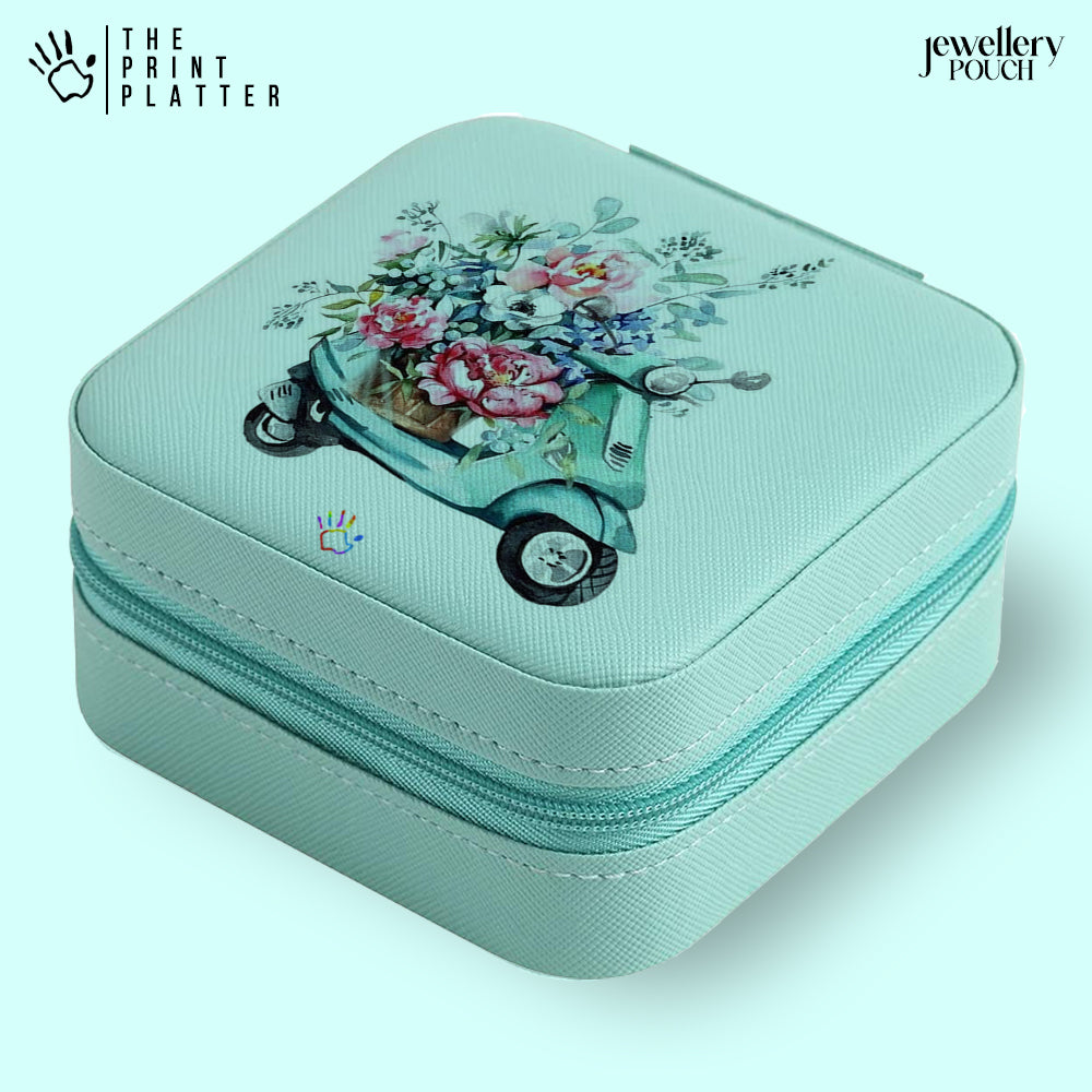 FlowerScooter Jewellery Organiser PU Leather Zipper Portable Box Case |JB-130