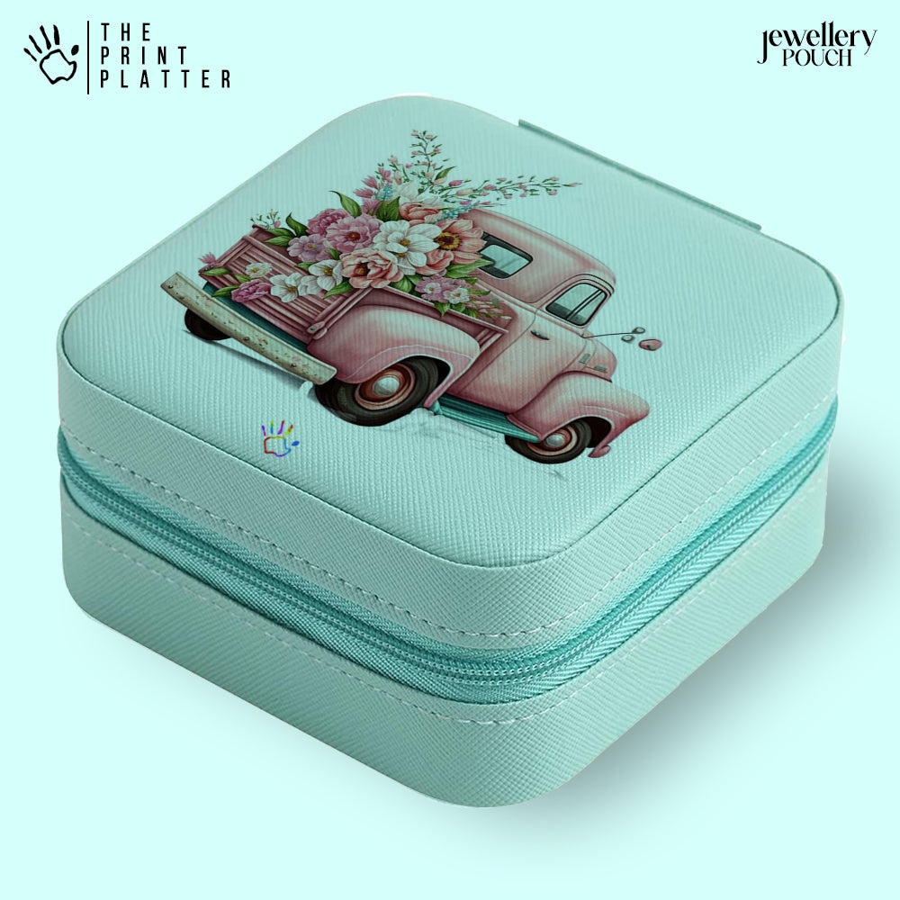 FlowerTruck Jewellery Organiser PU Leather Zipper Portable Box Case |JB-136