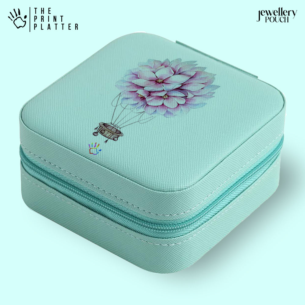 FlowerBollon Jewellery Organiser PU Leather Zipper Portable Box Case |JB-137