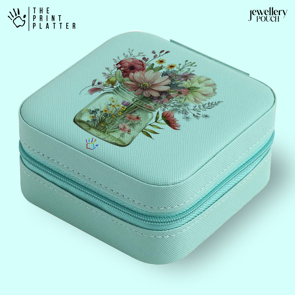 FlowerJar Jewellery Organiser PU Leather Zipper Portable Box Case |JB-141