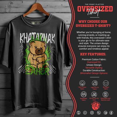 Khatarnak-Zaher Oversized Black T-shirt Bio Wash| 5