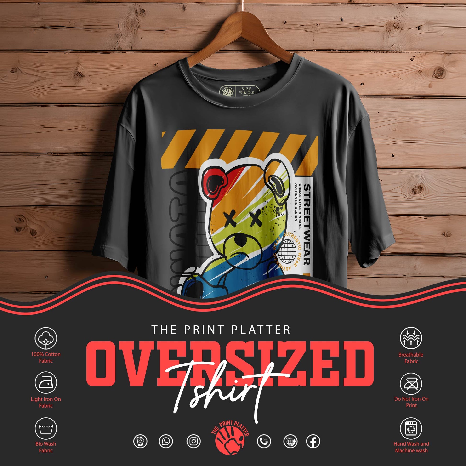 Sannata Oversized Black T-shirt Bio Wash |11