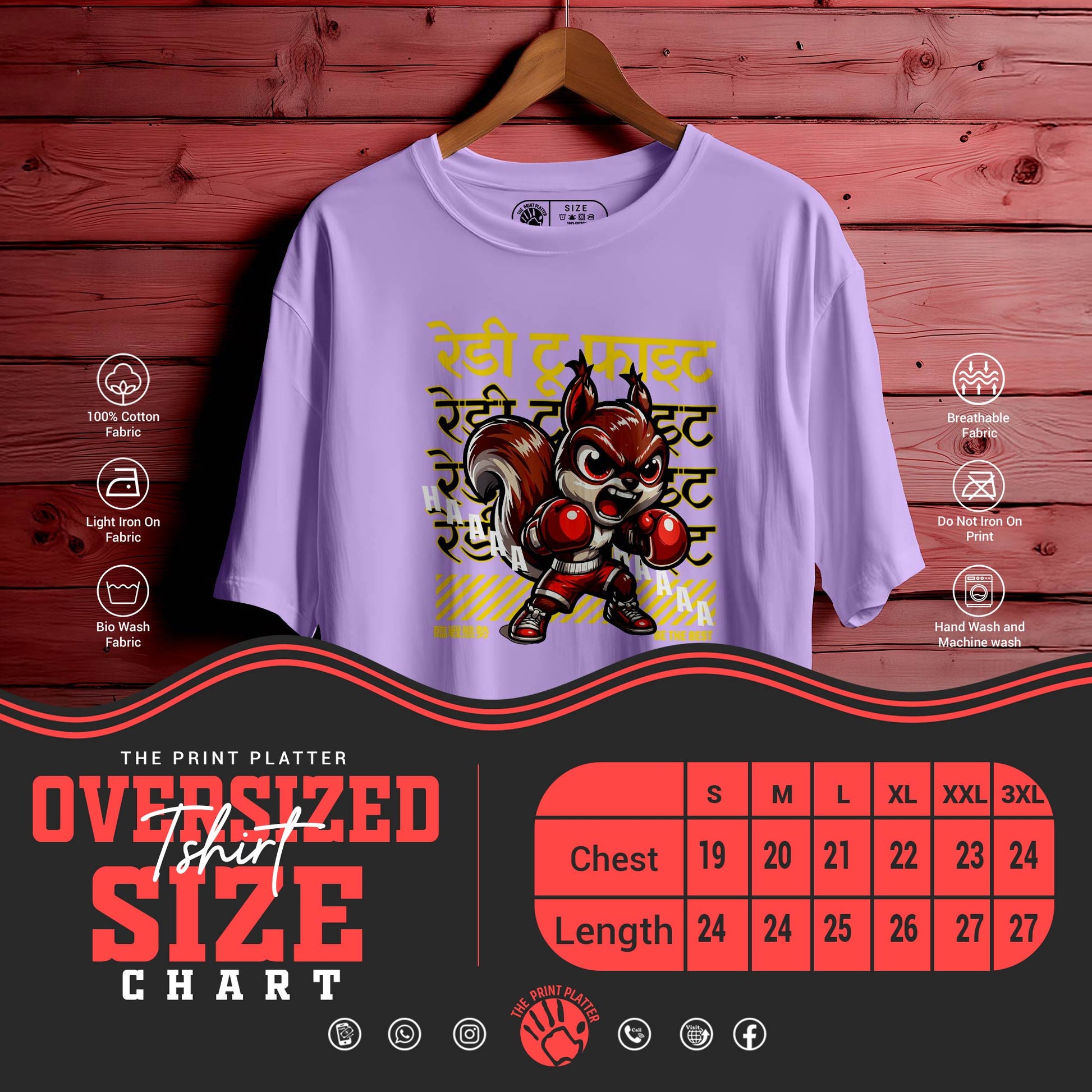 READY TO FIGHT OVERSIZED T-SHIRT FOR UNISEX BIO WASH 117