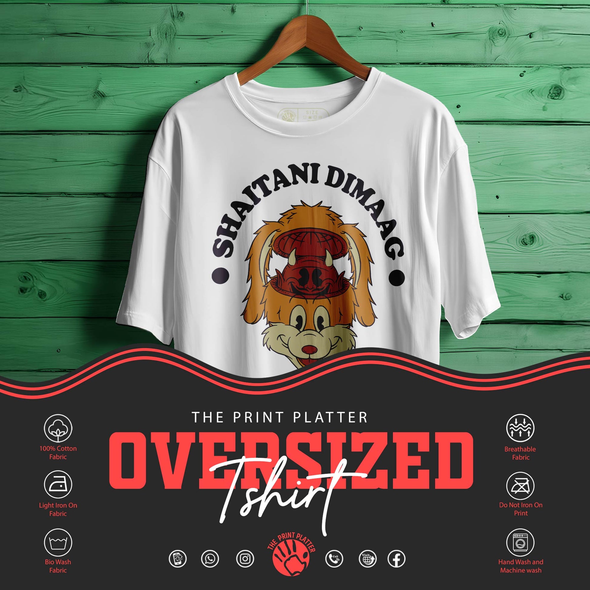 SHAITANI DIMAAG Oversized Black T-shirt Bio Wash |12