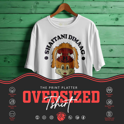 SHAITANI DIMAAG Oversized Black T-shirt Bio Wash |12