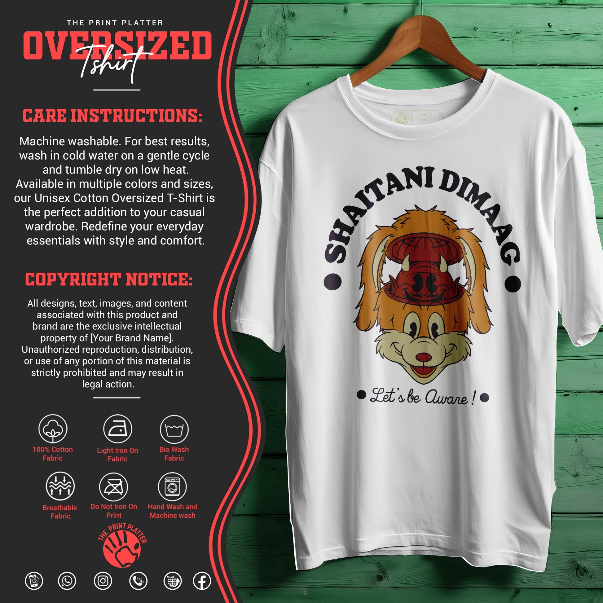 SHAITANI DIMAAG Oversized Black T-shirt Bio Wash |12