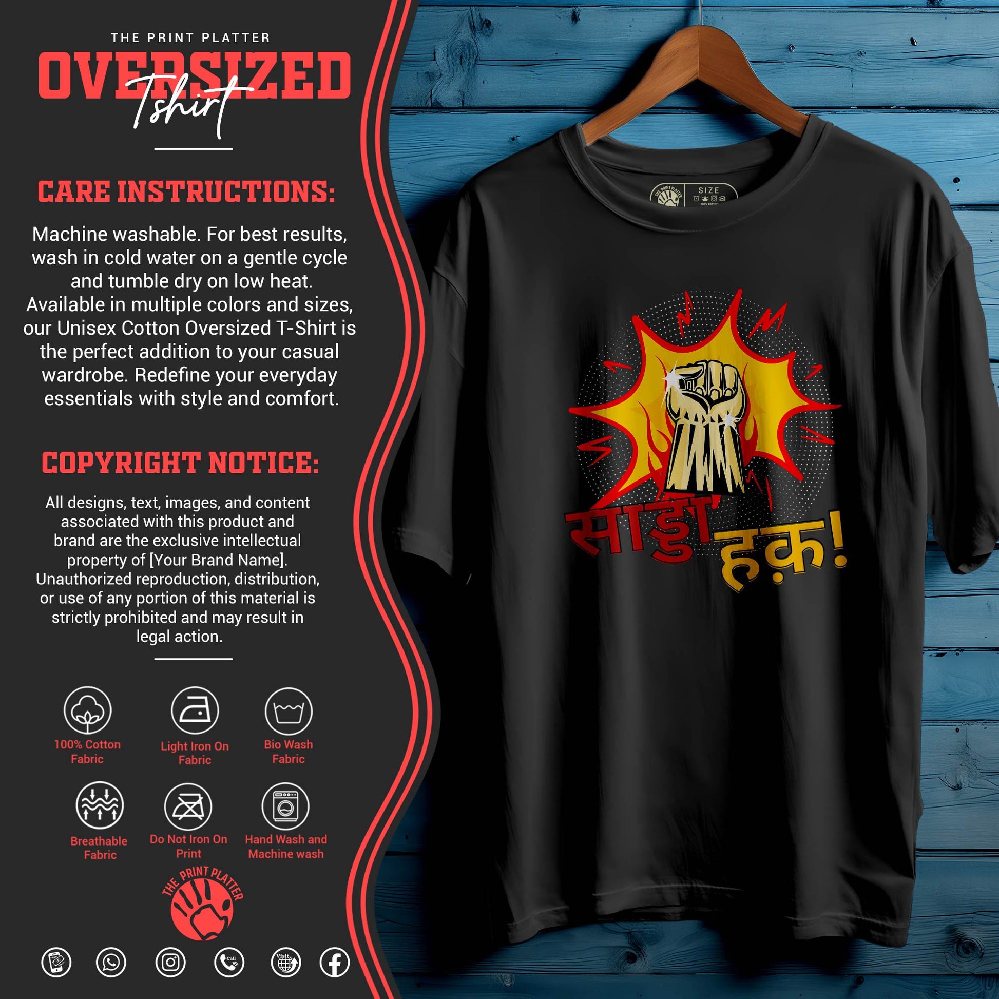 SADDA HAQ OVERSIZED T-SHIRT FOR UNISEX BIO WASH 120
