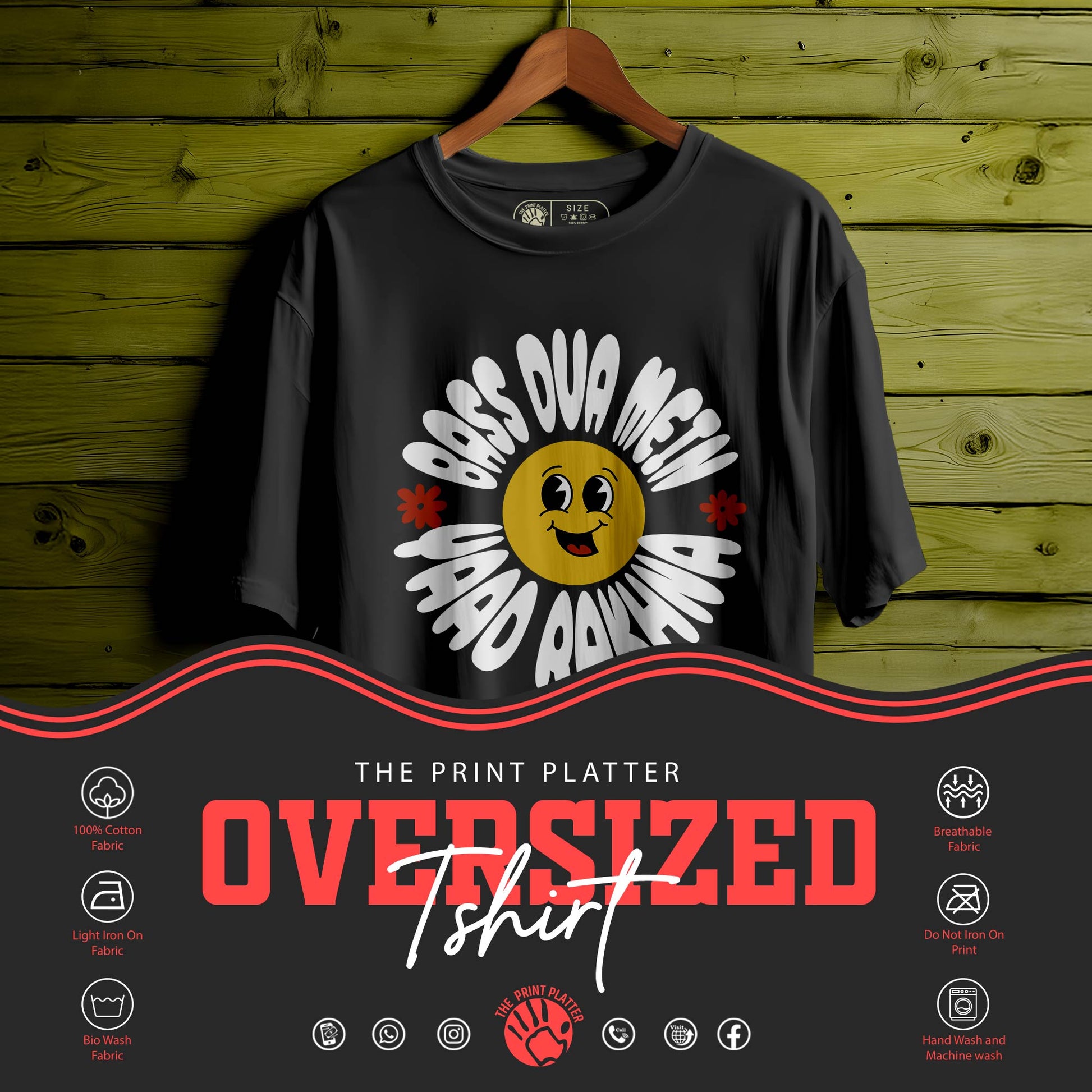 BASS-DUA-MEIN-YAAD-RAKHNA  oversized t-shirt for men women | 136