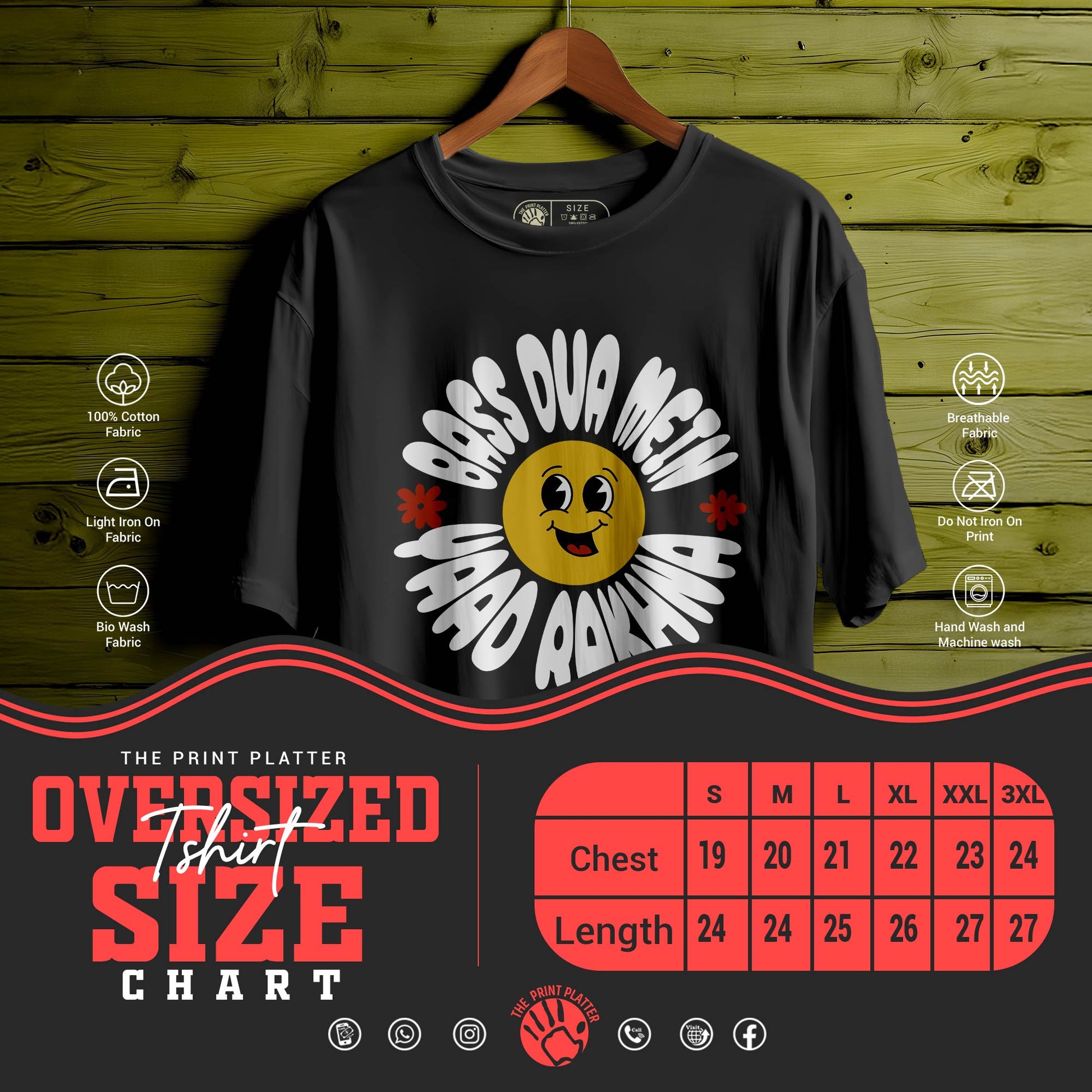 BASS-DUA-MEIN-YAAD-RAKHNA  oversized t-shirt for men women | 136