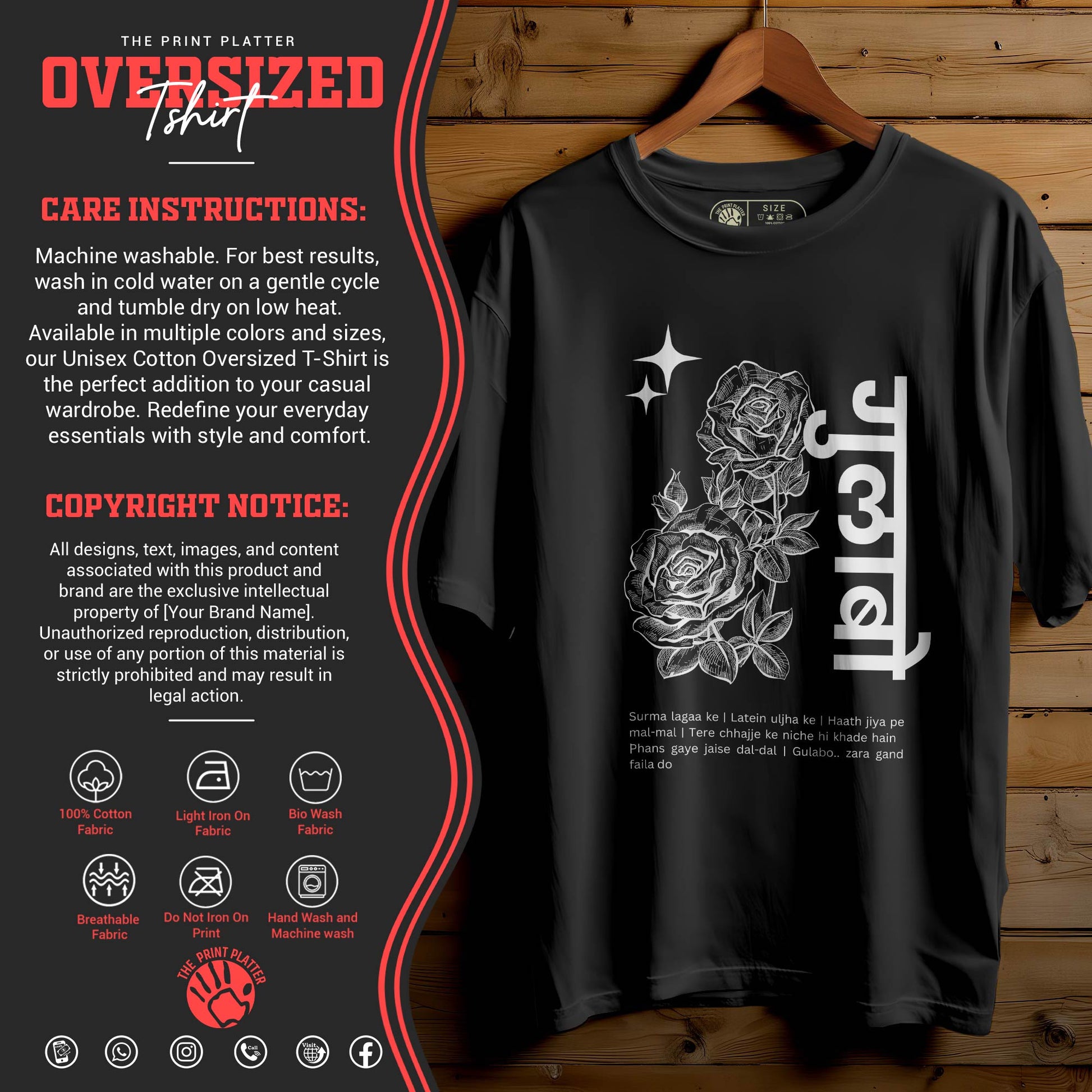 GULAABO OVERSIZED T-SHIRT FOR UNISEX BIO WASH 140