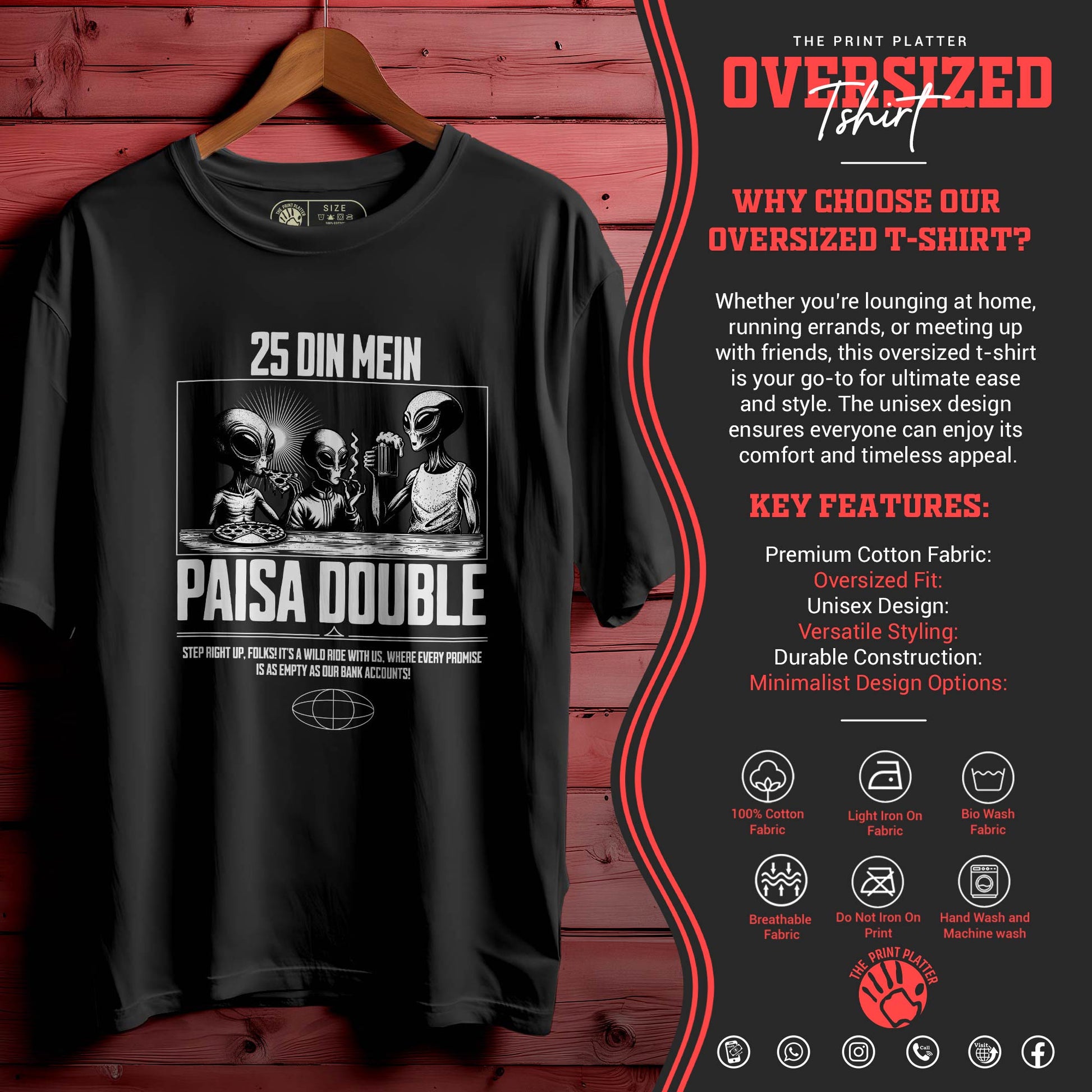 PAISA-DOUBLE oversized t-shirt for men women | 148