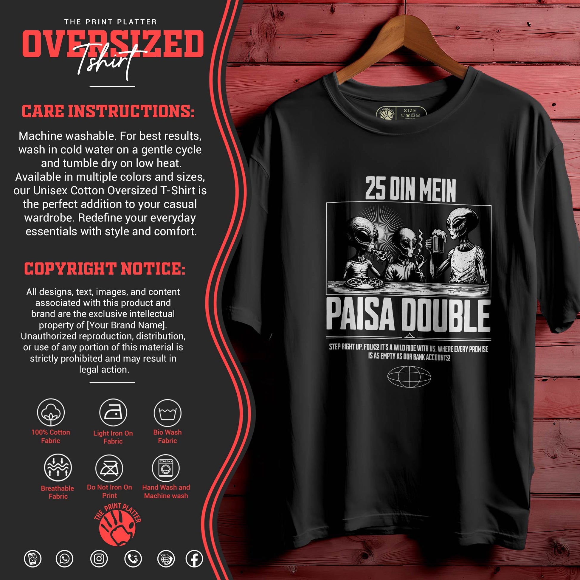 PAISA-DOUBLE oversized t-shirt for men women | 148