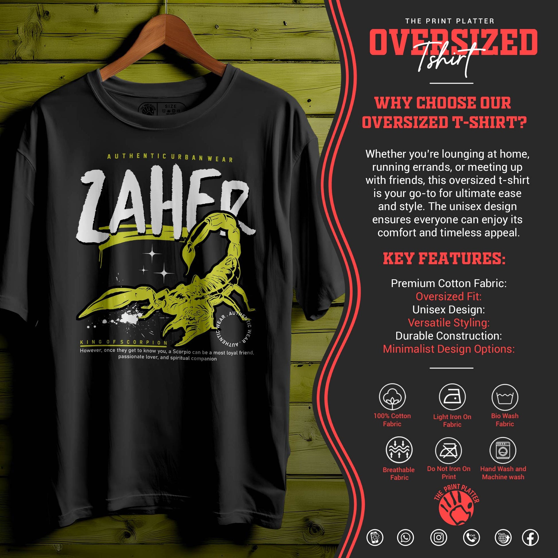 ZAHER Oversized Black T-shirt Bio Wash |20