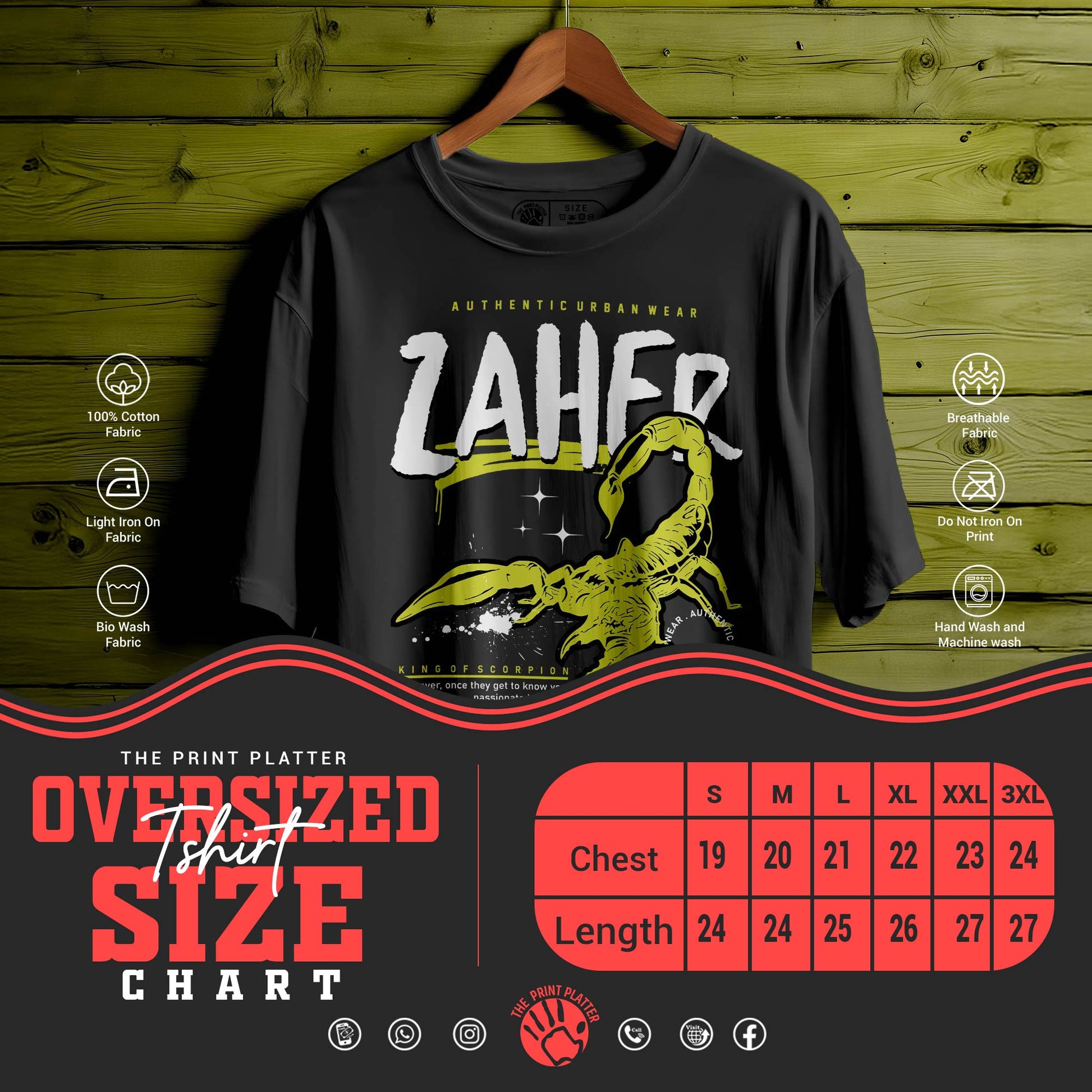ZAHER Oversized Black T-shirt Bio Wash |20