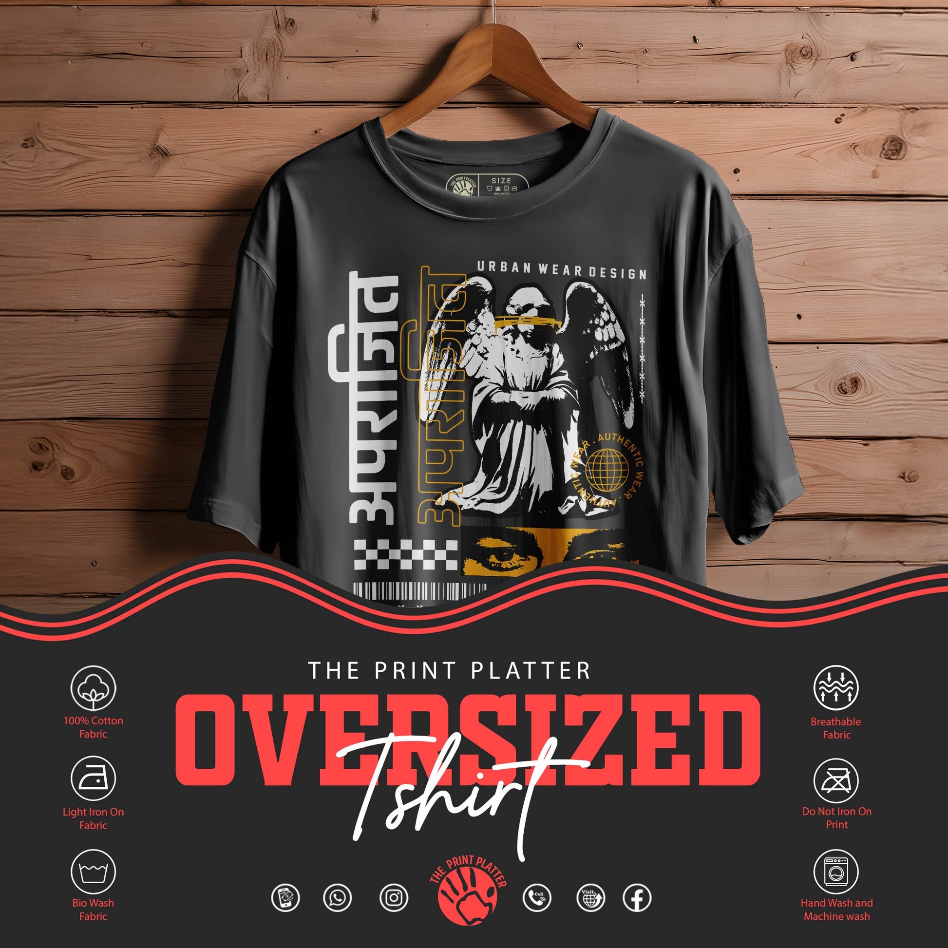 APRAJEET Oversized Black T-shirt Bio Wash |21