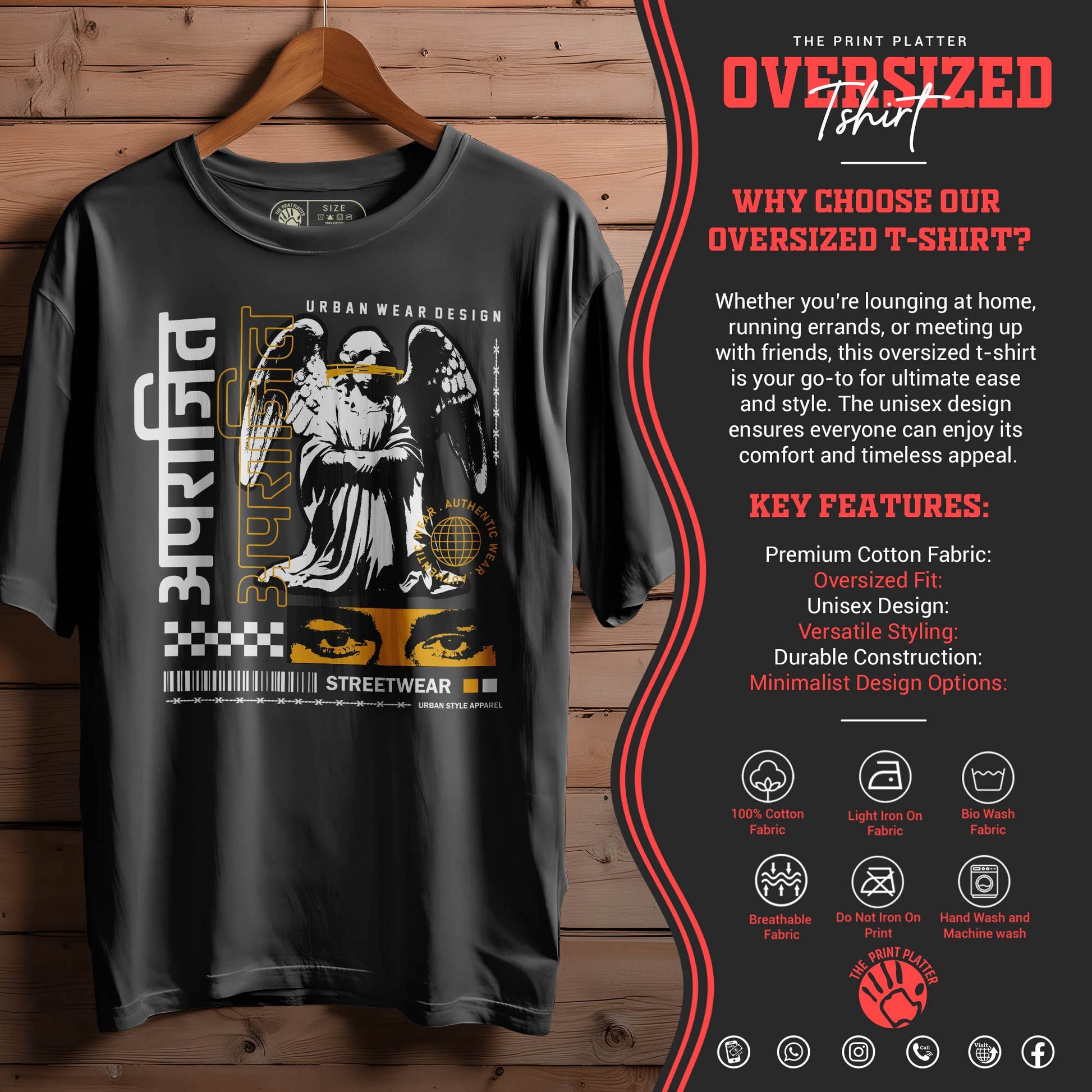 APRAJEET Oversized Black T-shirt Bio Wash |21